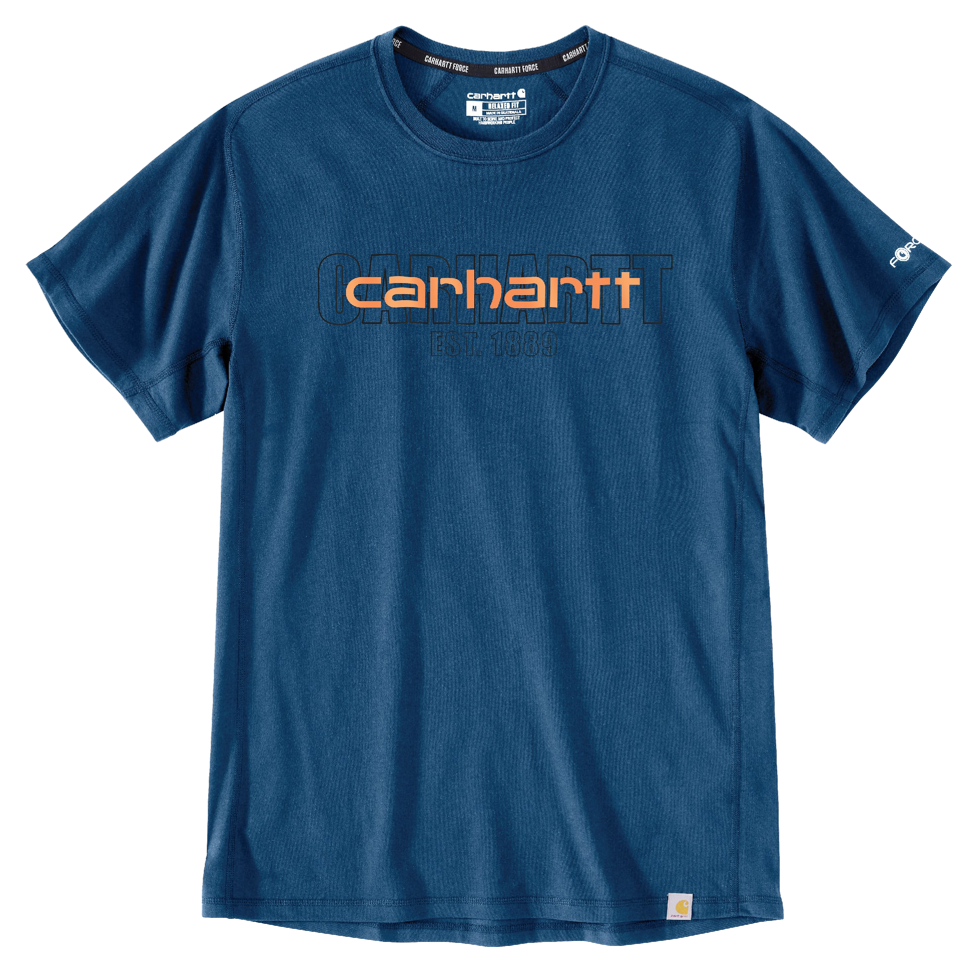 Image of Carhartt Force Logo Graphic Relaxed-Fit Midweight Short-Sleeve T-Shirt for Men - Light Huron Heather - 4XL