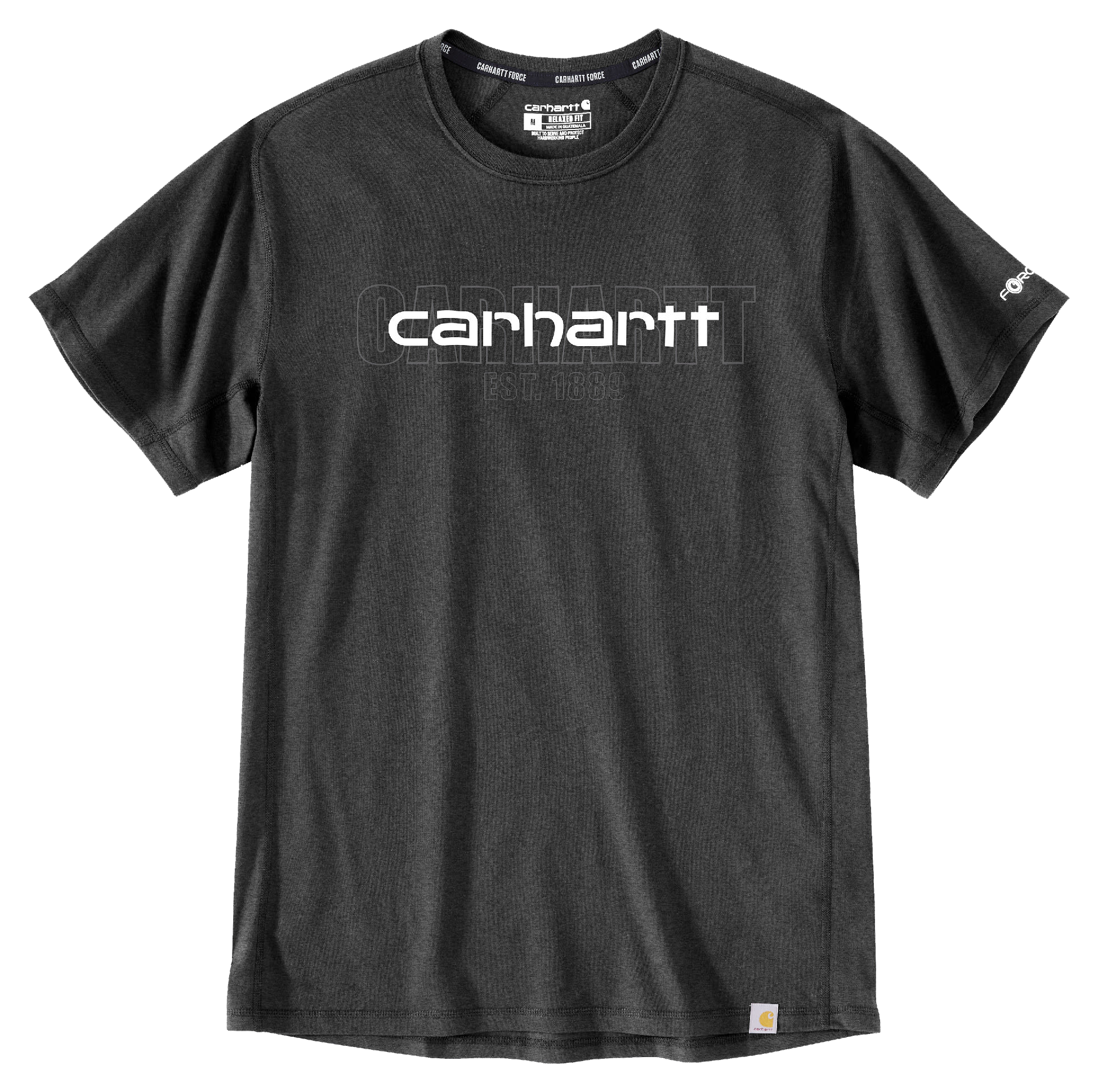 Image of Carhartt Force Logo Graphic Relaxed-Fit Midweight Short-Sleeve T-Shirt for Men - Carbon Heather - S