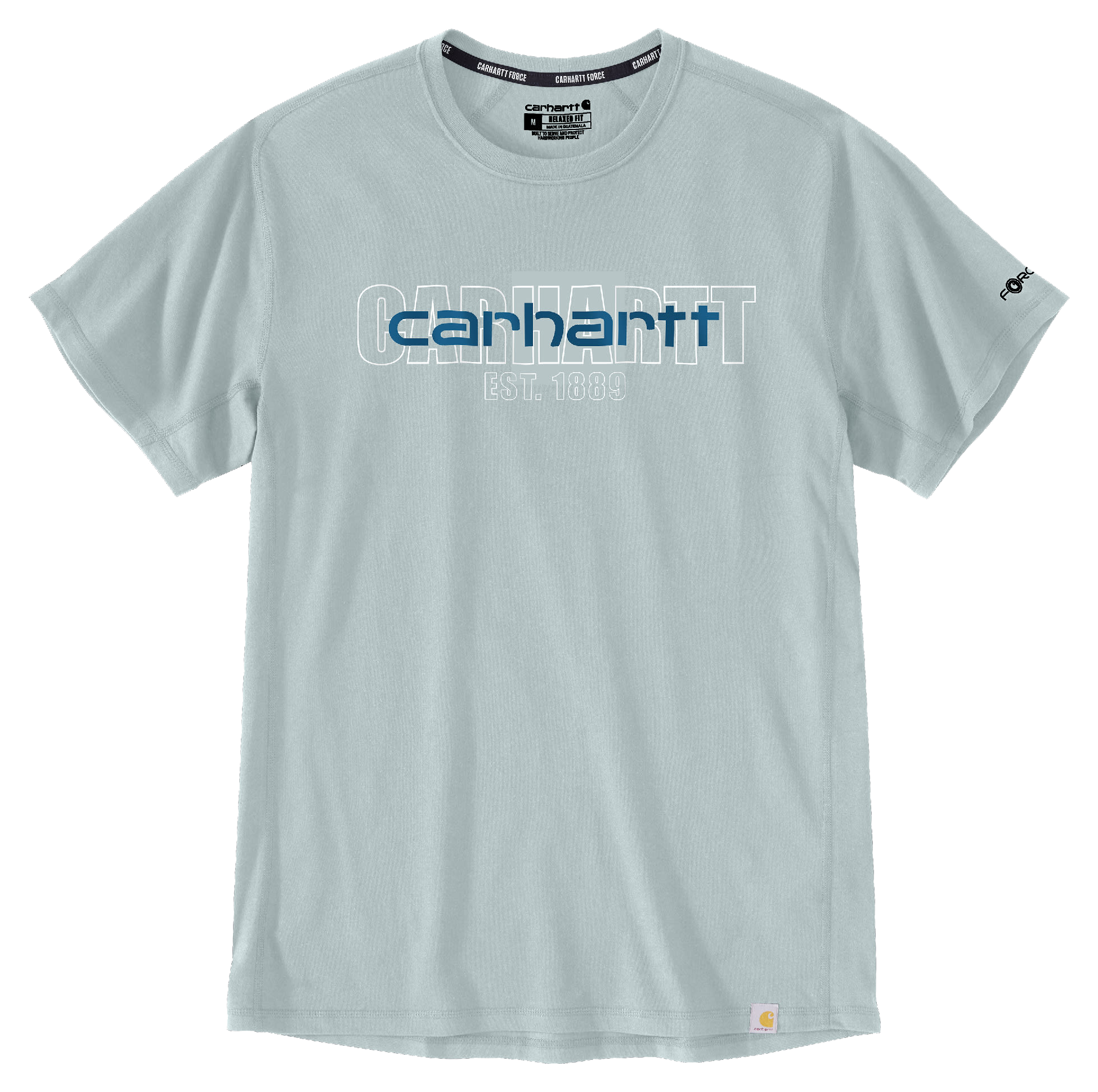 Image of Carhartt Force Logo Graphic Relaxed-Fit Midweight Short-Sleeve T-Shirt for Men - Dew Drop - L