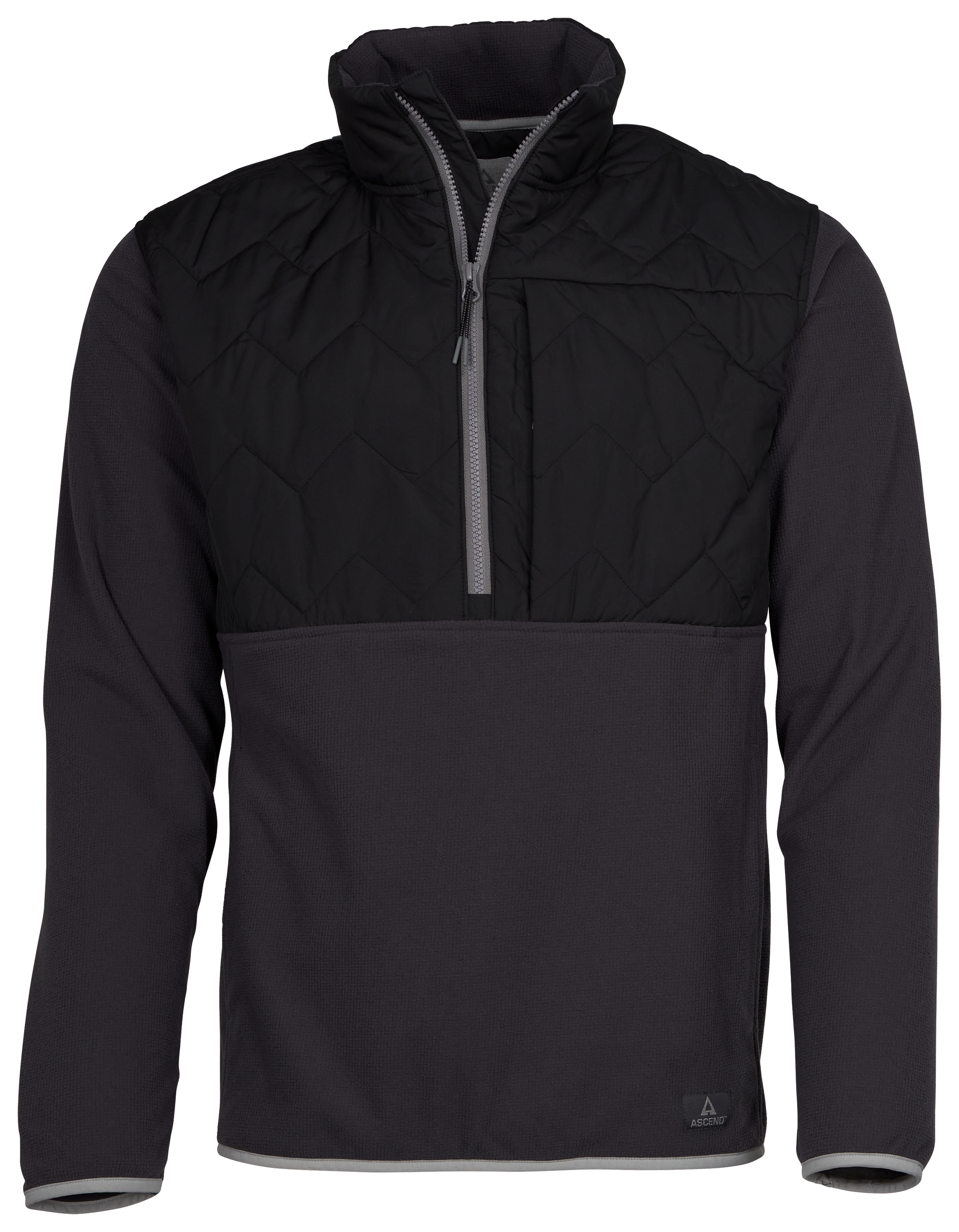 Image of Ascend Yukon Quarter-Zip Fleece Pullover for Men - Black - M