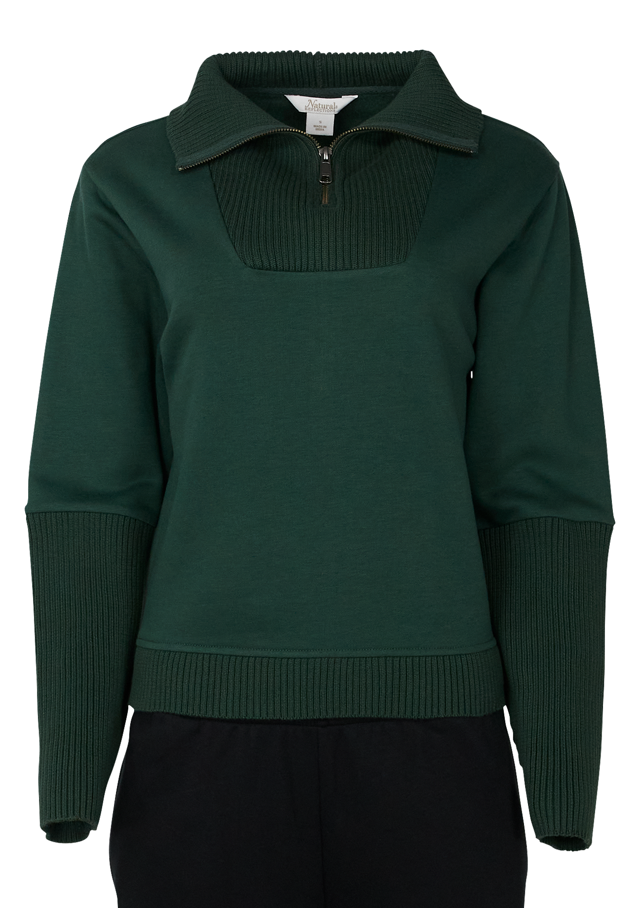 Image of Natural Reflections Mixed Media Quarter-Zip Sweatshirt - Sycamore
