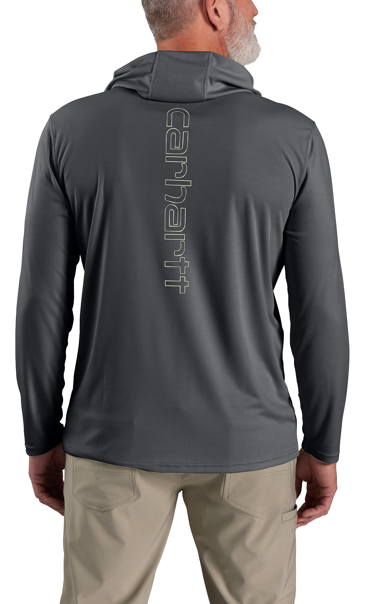 Image of Carhartt Force Sun Defender Logo Graphic Lightweight Hooded Long-Sleeve T-Shirt for Men