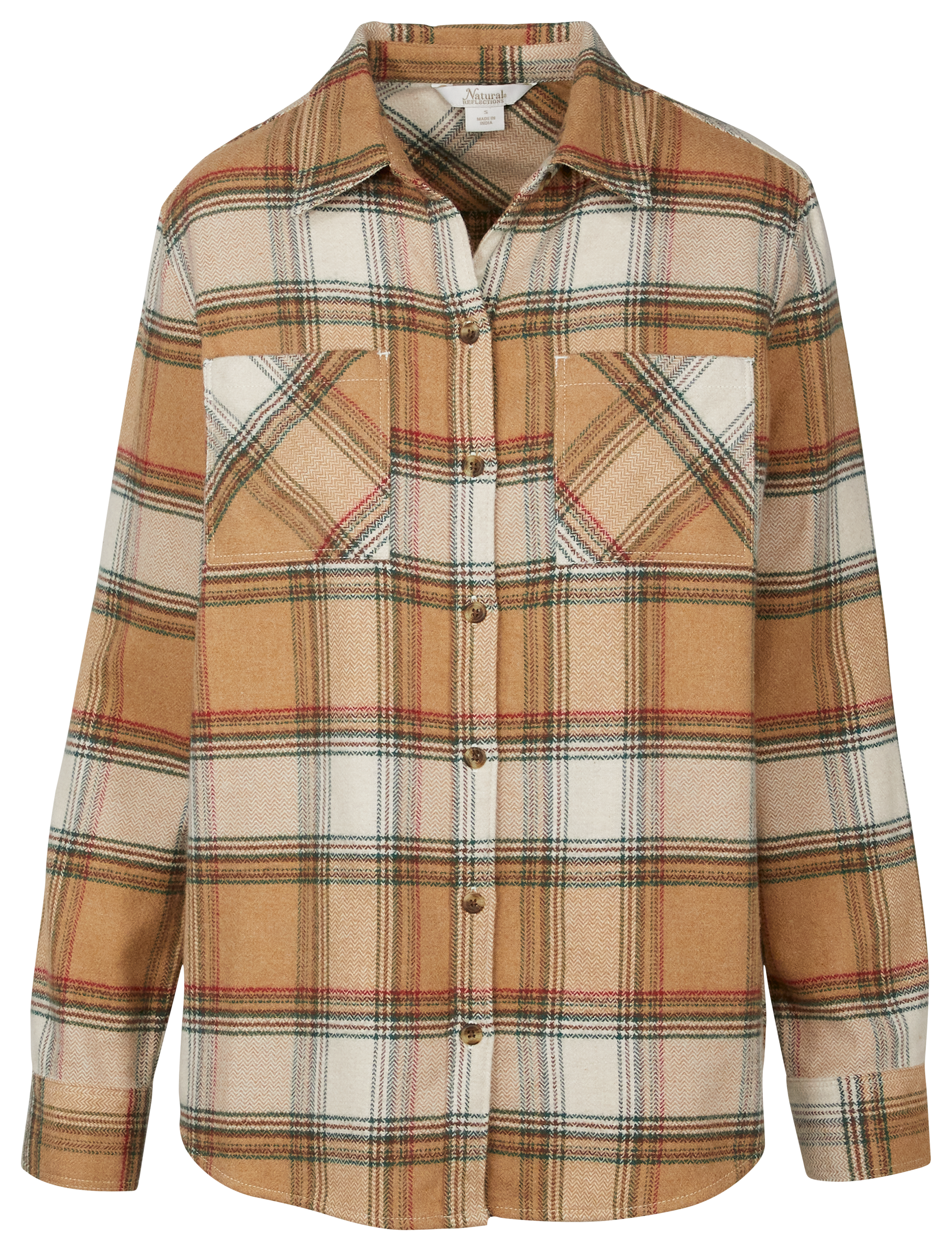 Image of Natural Reflections Brushed Flannel 2-Pocket Long-Sleeve Shirt