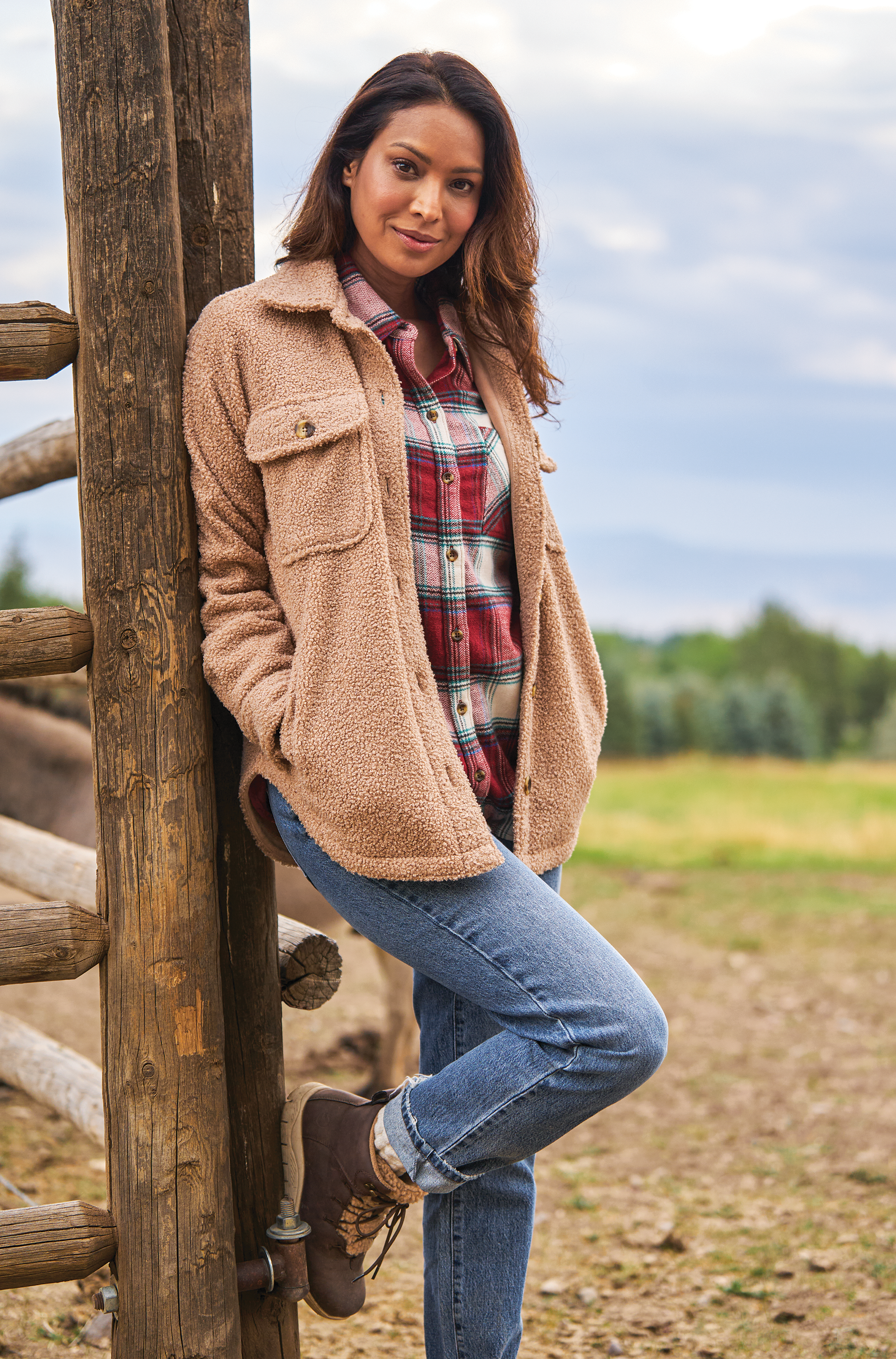 Natural Reflections Sherpa Shirt Jacket for Ladies                                                                              