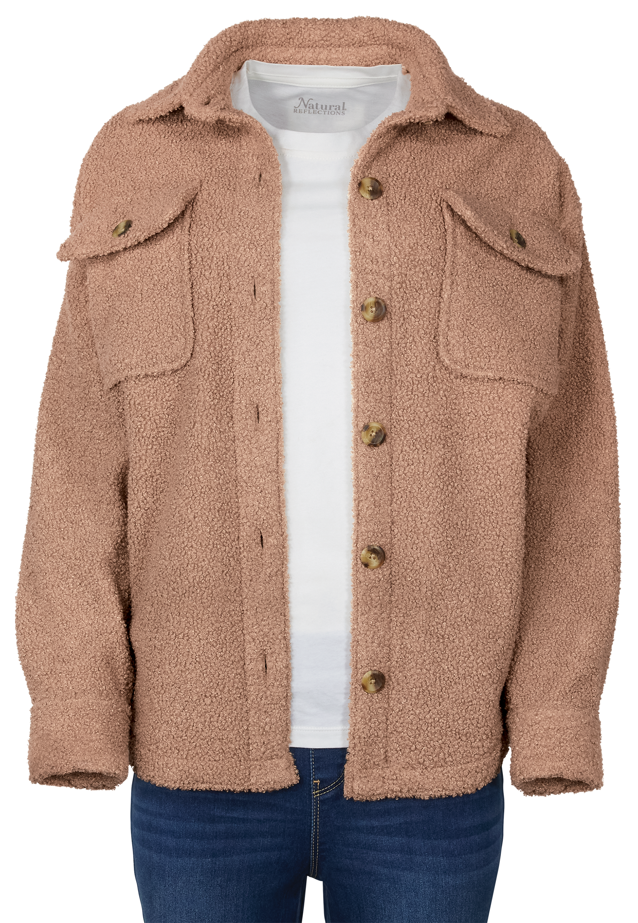 Image of Natural Reflections Sherpa Shirt Jacket - Warm Taupe - XL