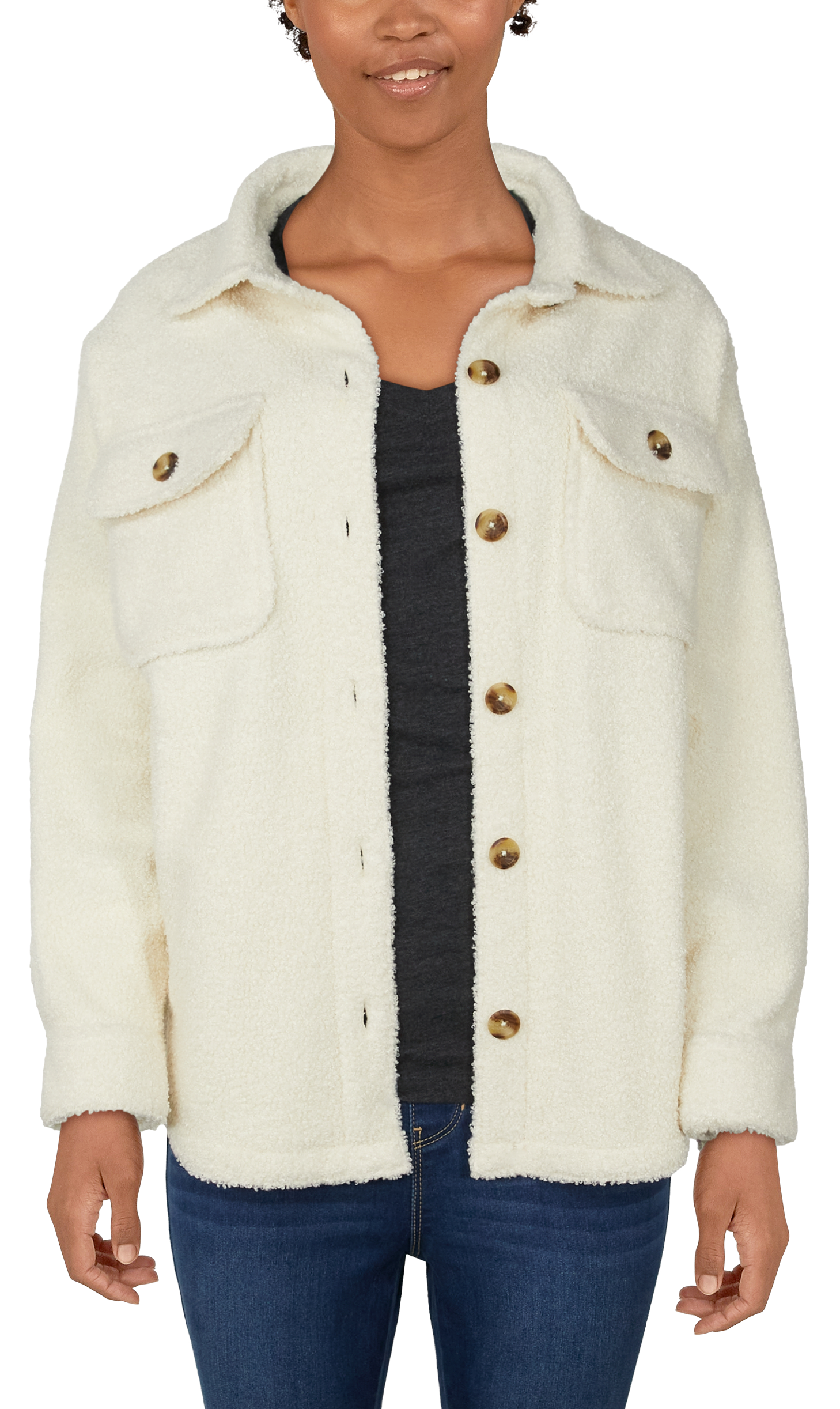 NATURAL REFLECTIONS Sherpa Shirt Jacket for Ladies