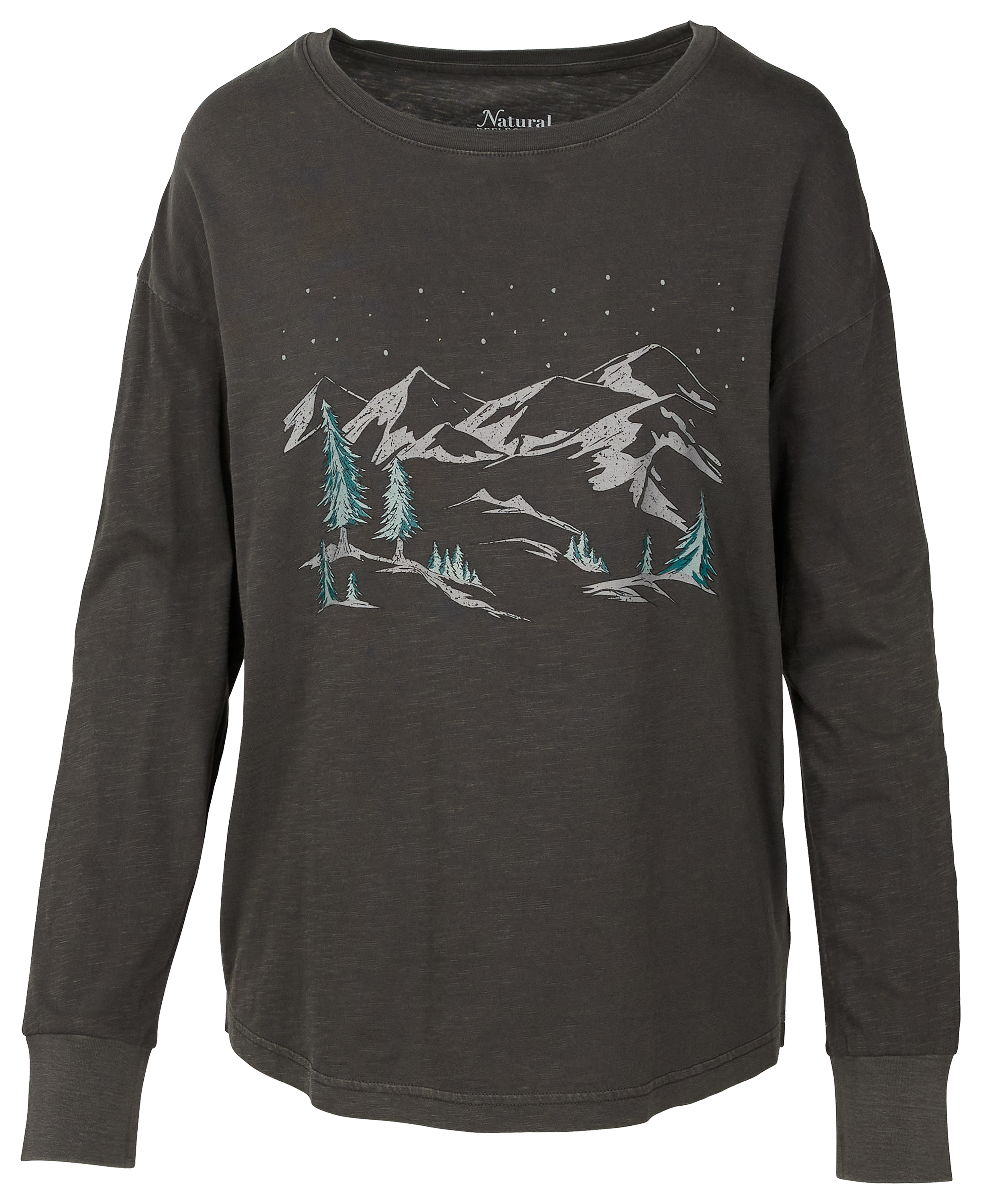 NATURAL REFLECTIONS Acid Wash Winter Trees Graphic Long-Sleeve Shirt