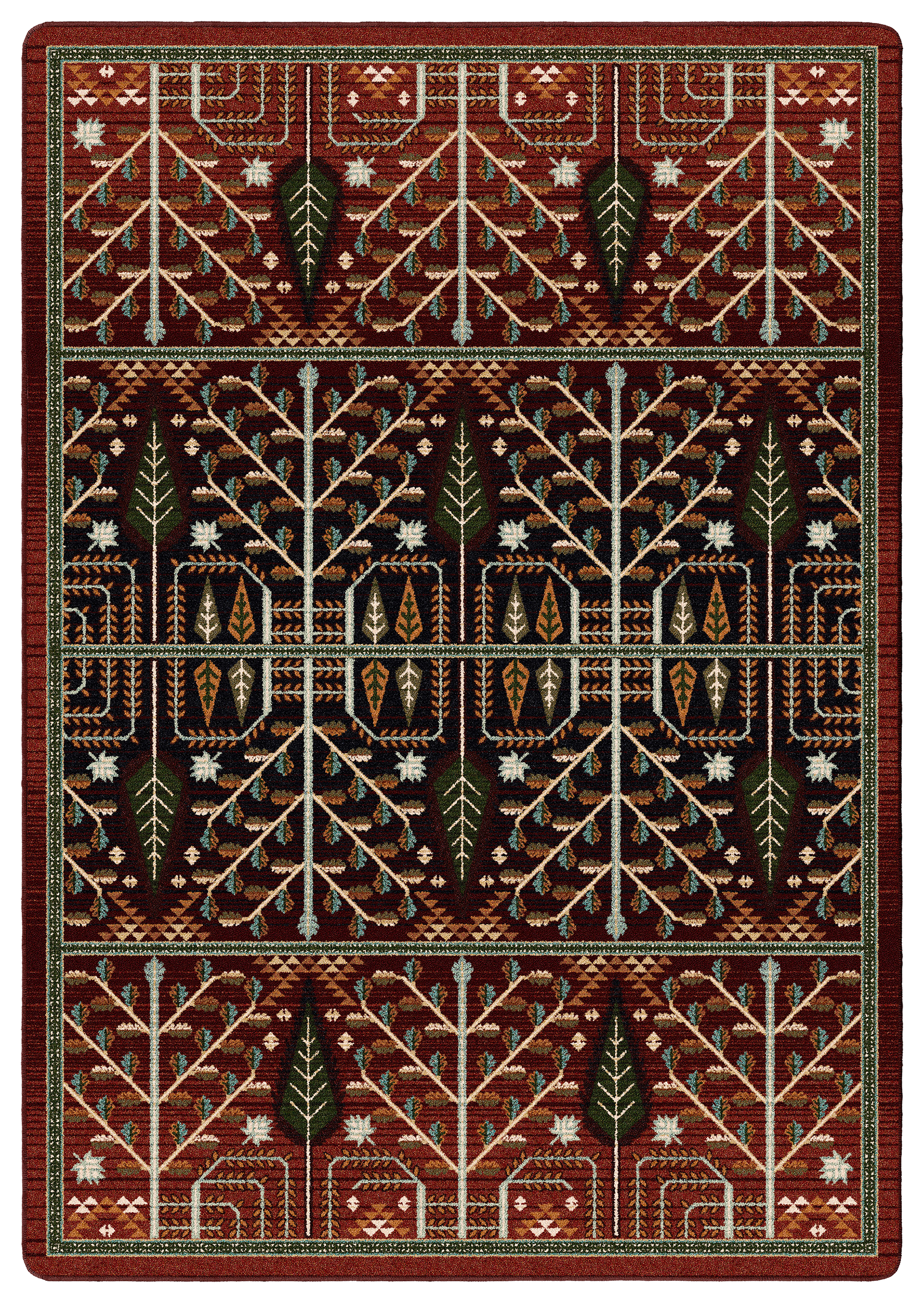 Image of American Dakota Flourish Forest Garnet Rug - 8' x 11'