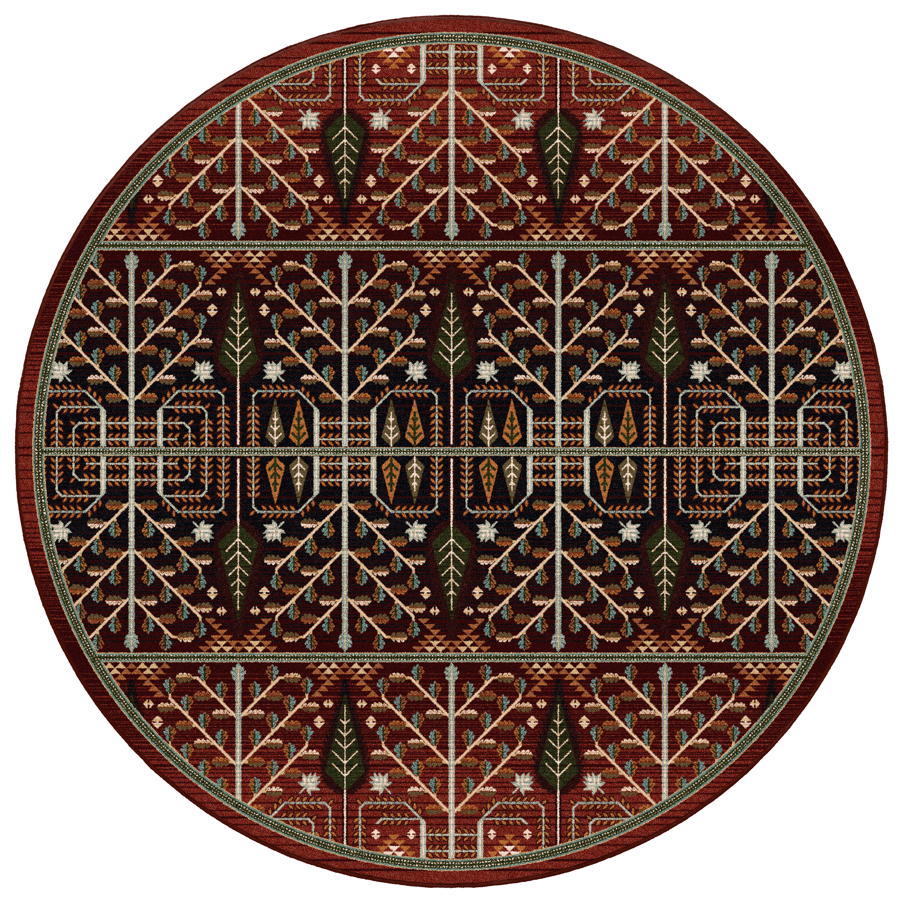 Image of American Dakota Flourish Forest Garnet Rug - 8'