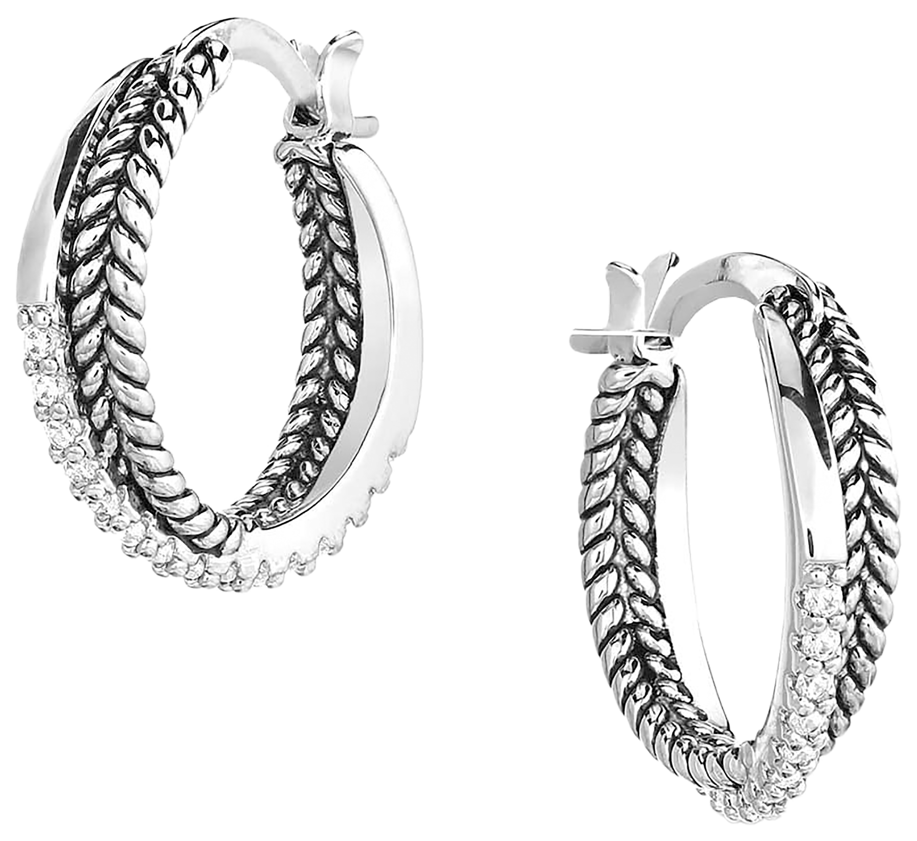 Image of Montana Silversmiths Crystal Crossover Hoop Earrings