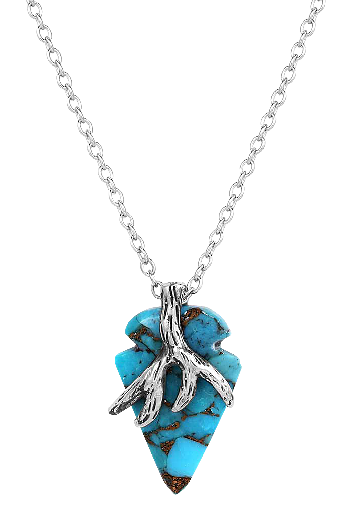 Image of Montana Silversmiths Antlers Point Turquoise Arrowhead Necklace