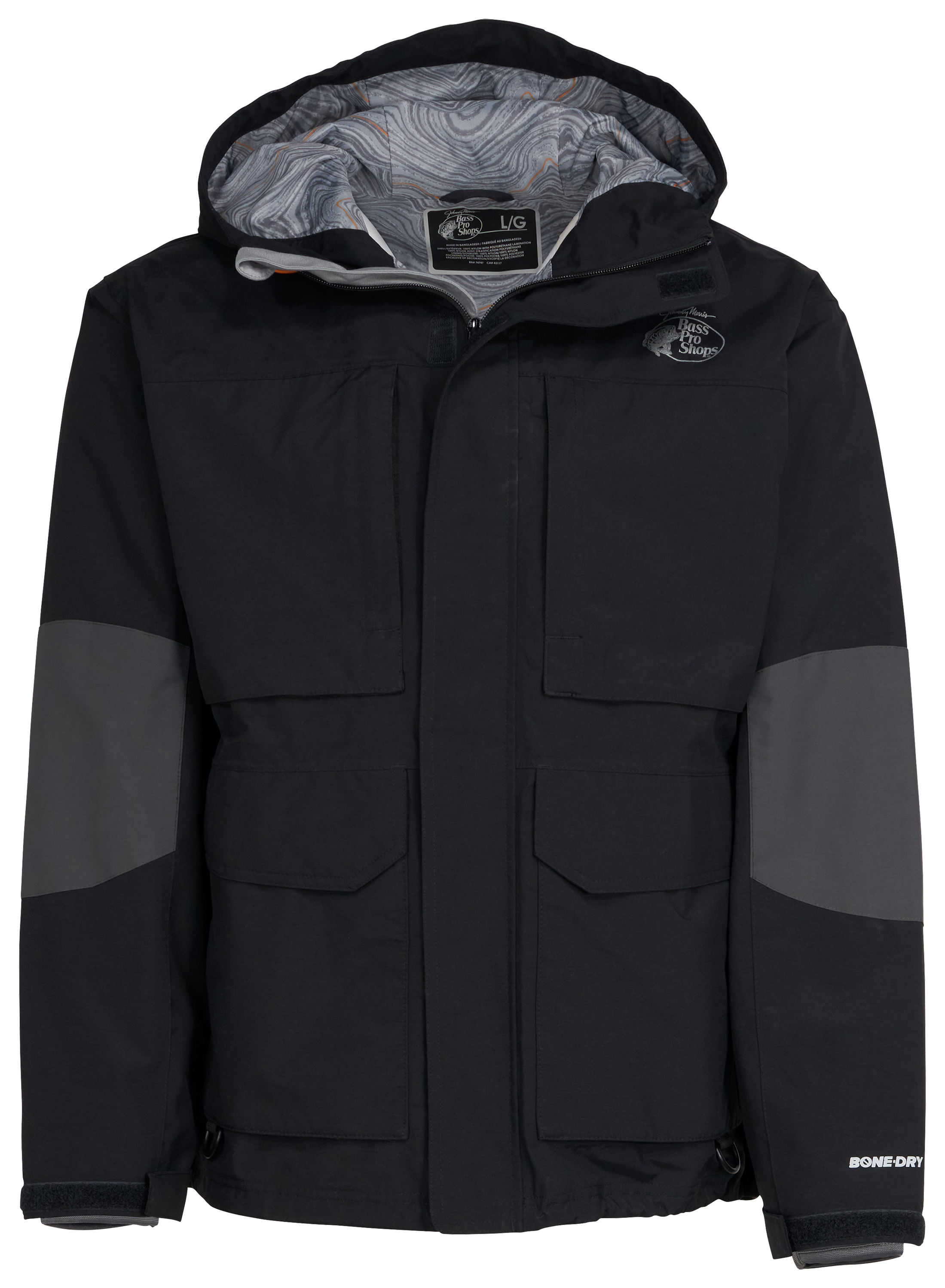 Image of Bass Pro Shops HPR Rain Jacket for Men - Black - S