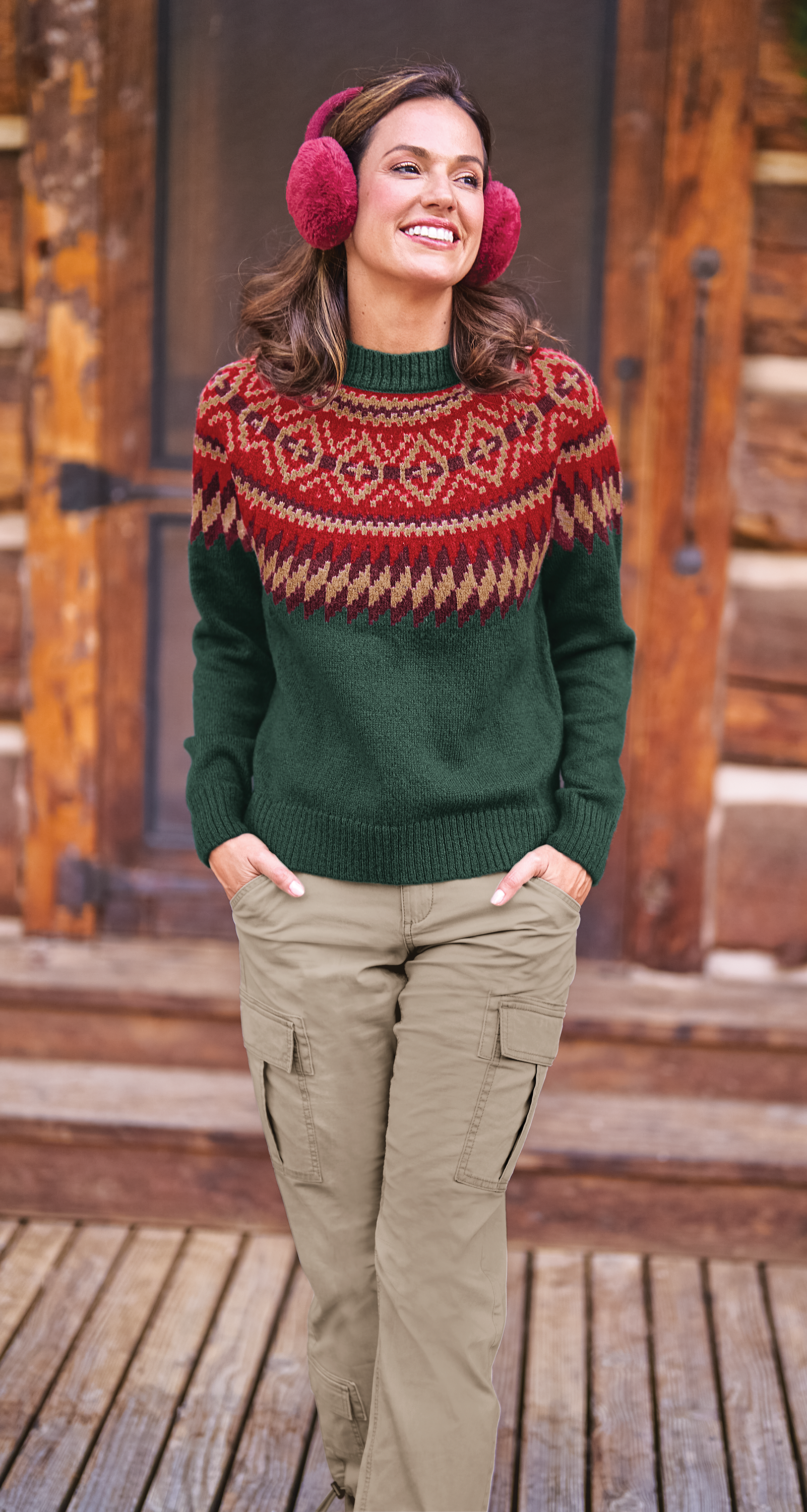 NATURAL REFLECTIONS Fairisle Crew-Neck Sweater for Ladies