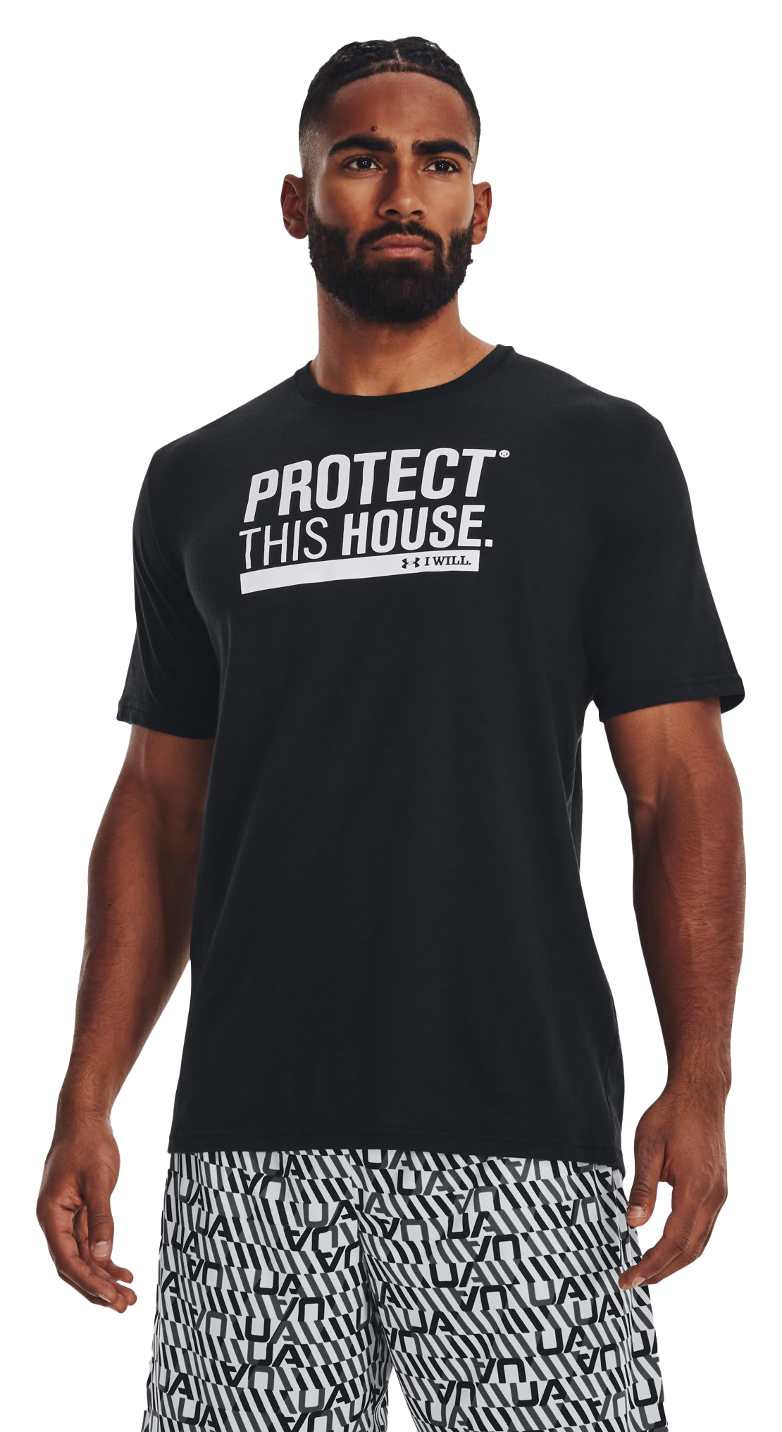 Image of Under Armour Protect This House Short-Sleeve T-Shirt for Men - Black/White - 2XL