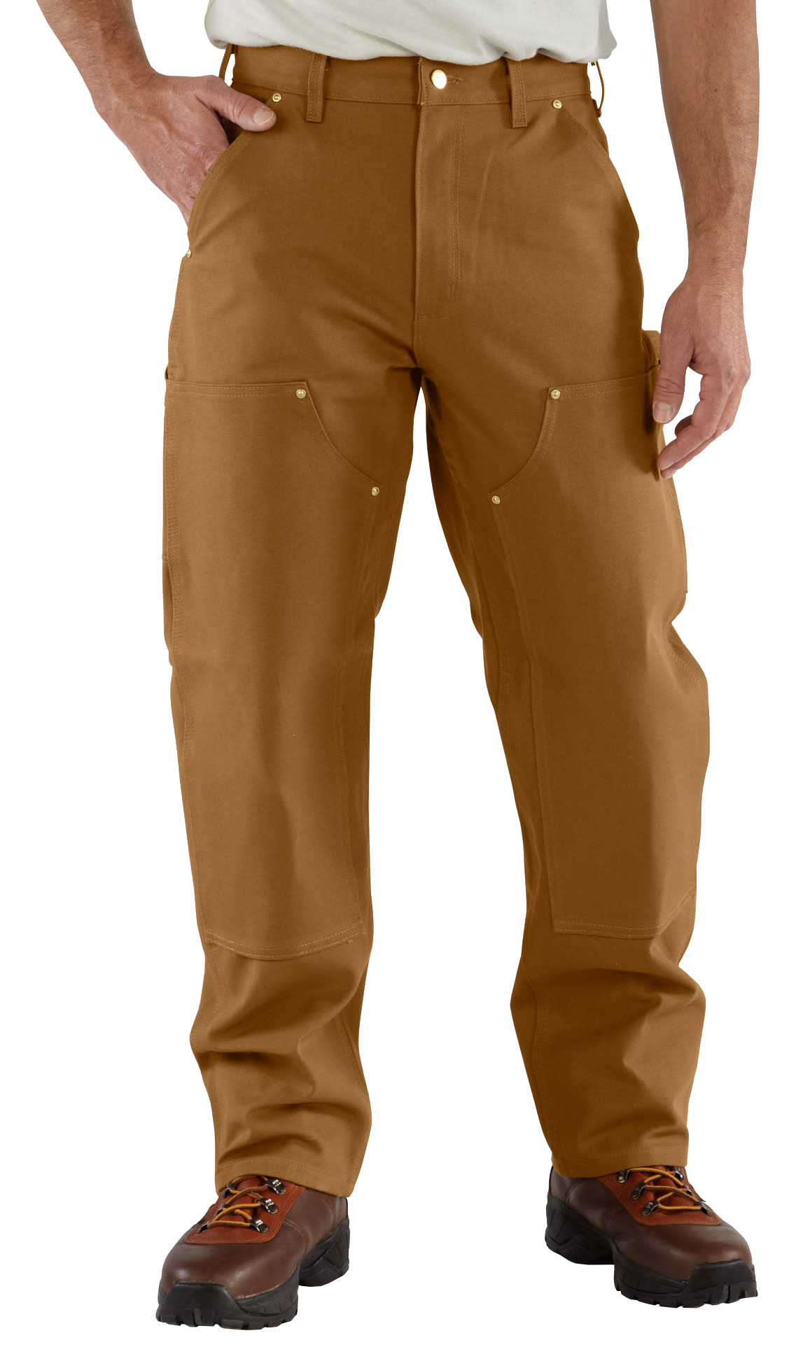 Image of Carhartt B01 Loose Straight Firm Duck Double-Front Dungarees for Men - Carhartt Brown - 36x32