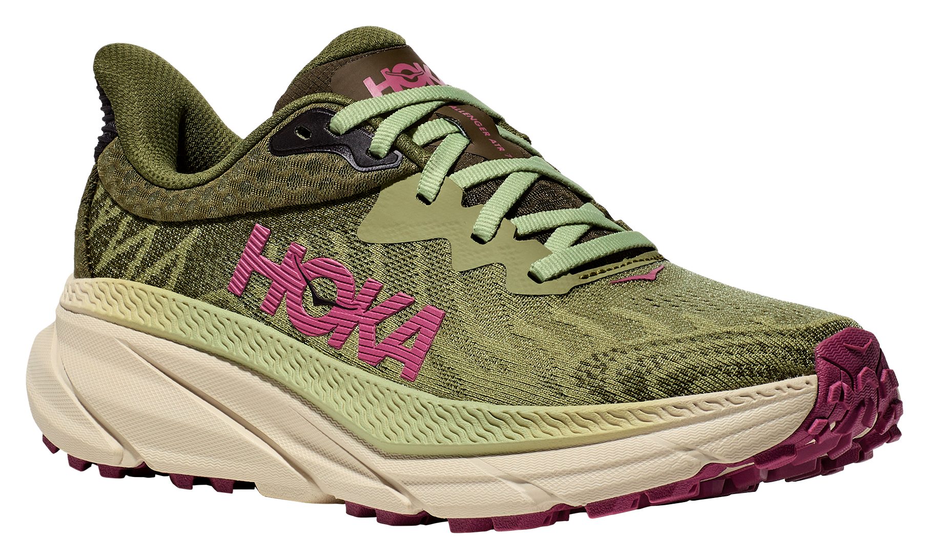 Image of HOKA Challenger ATR 7 Trail Running Shoes for Ladies - Forest Floor/Beetroot
