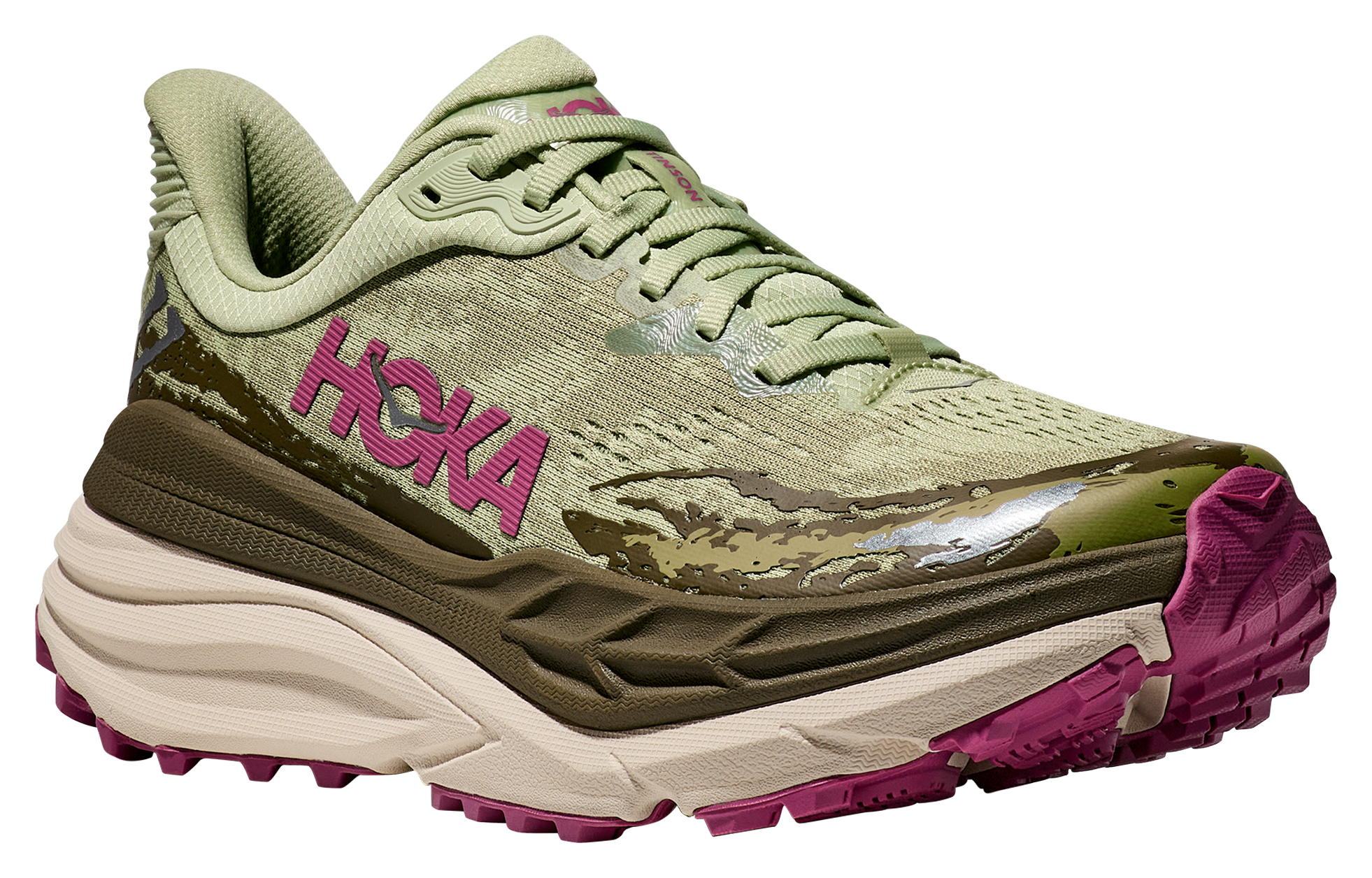 Image of HOKA Stinson ATR 7 Running Shoes for Women - Seed Green/Beet Root