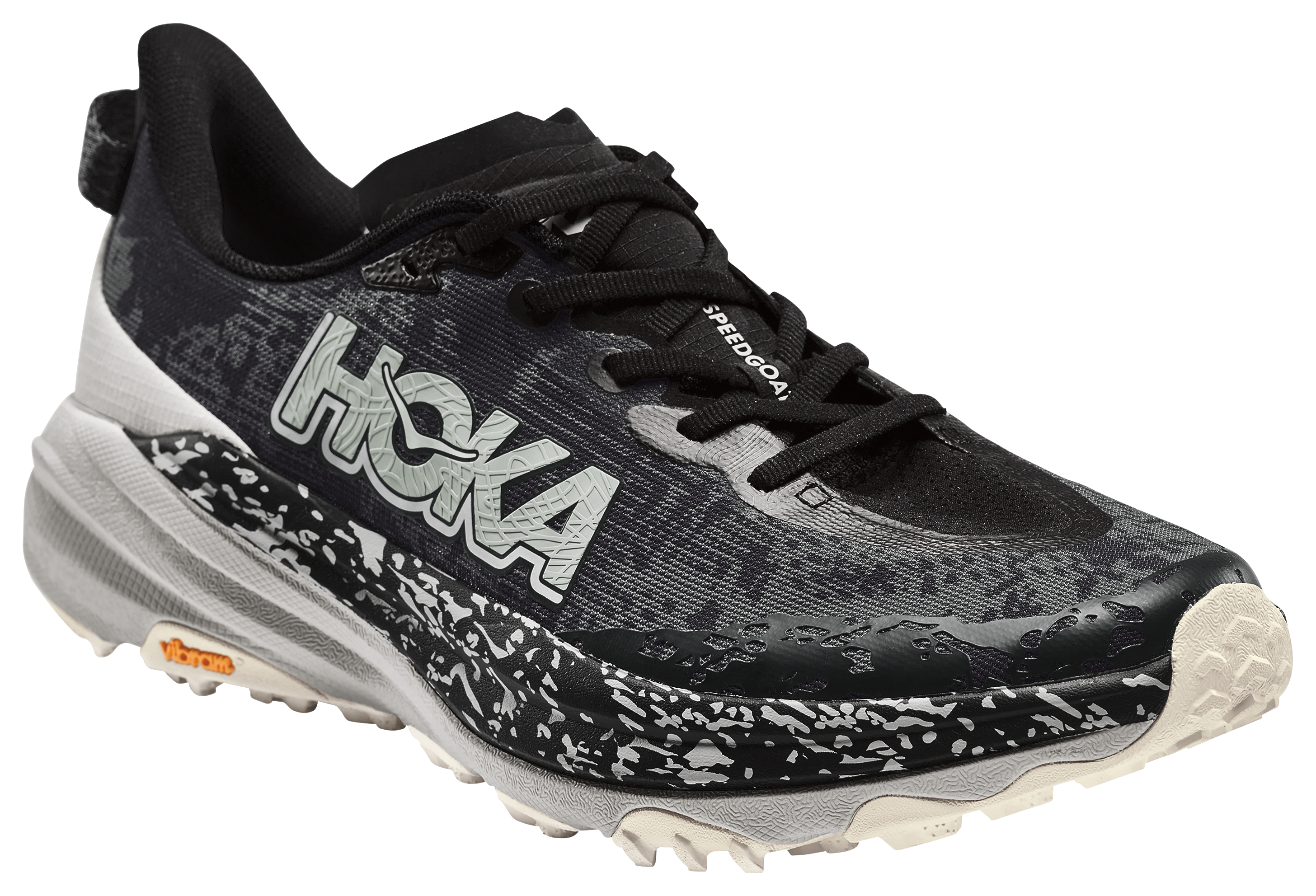 Image of HOKA Speedgoat 6 Trail Running Shoes for Men - Black/Stardust - 9.5M