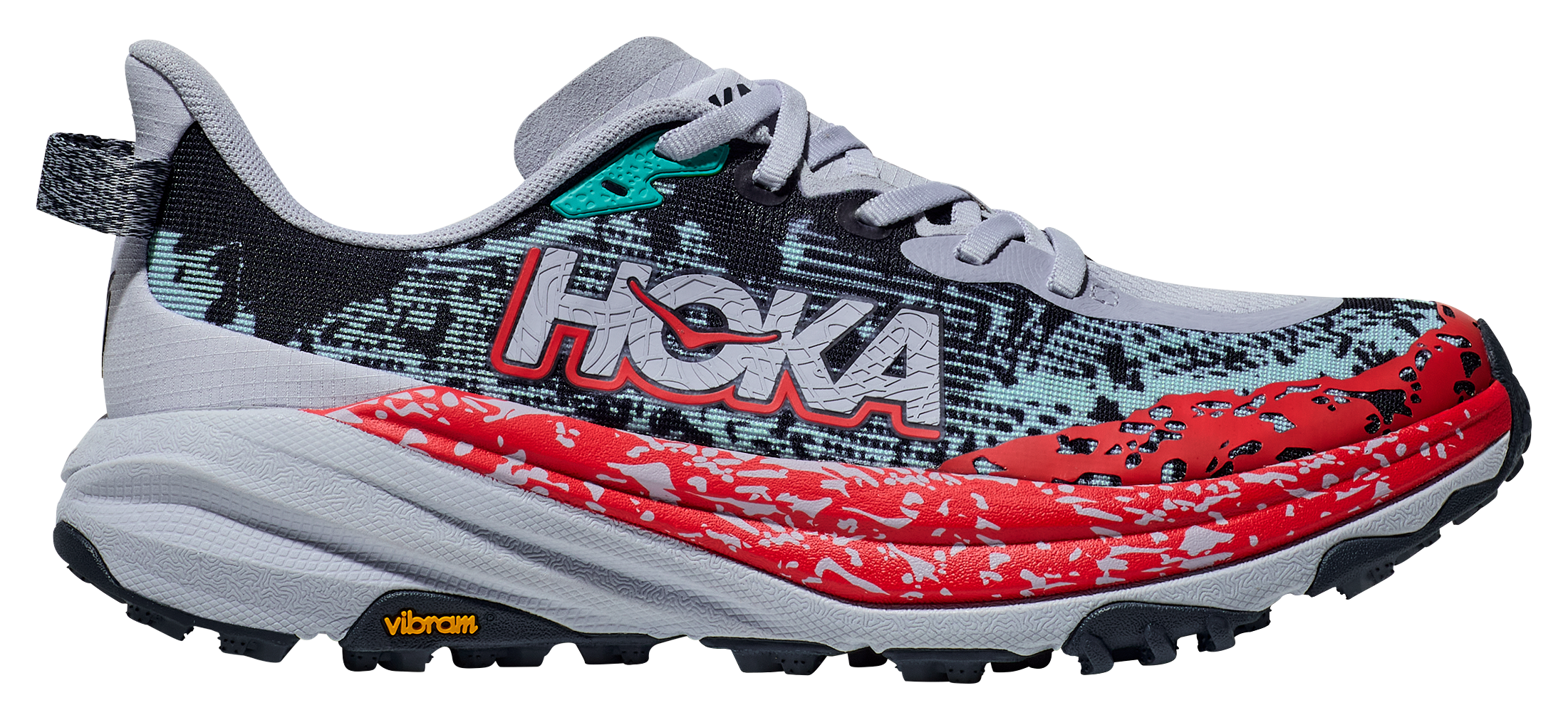Image of HOKA Speedgoat 6 Trail Running Shoes for Ladies - Gull/Stormy Skies