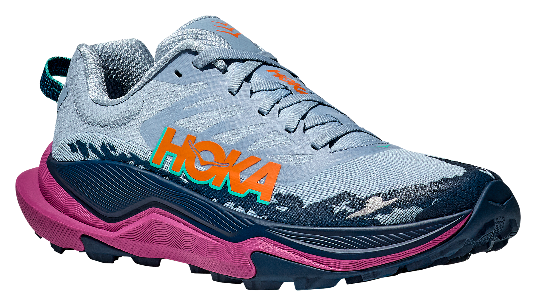 Image of HOKA Torrent 4 Trail Running Shoes for Ladies - Drizzle/Fuchsia - 6.5M