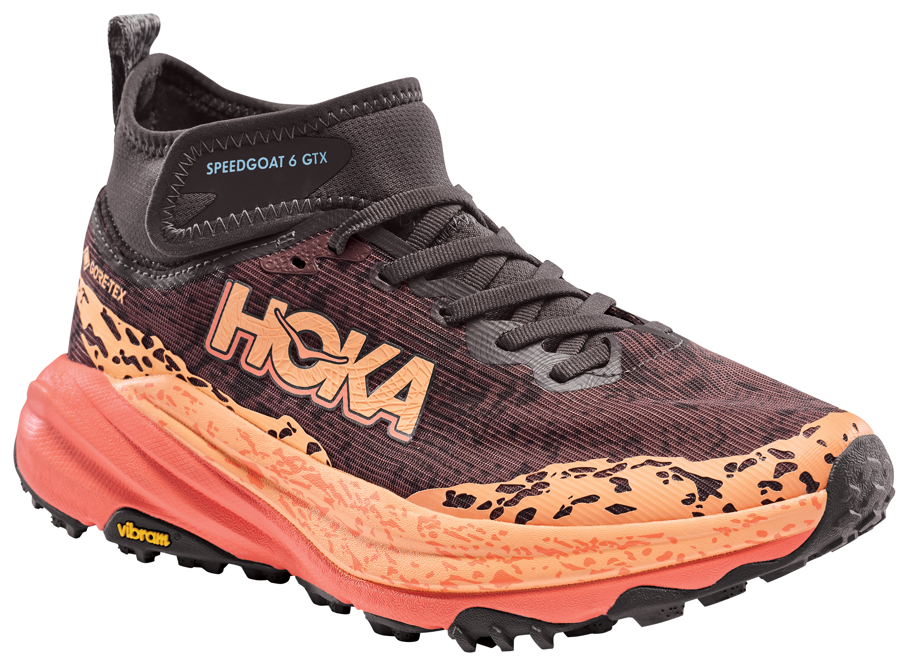 Image of HOKA Speedgoat 6 Mid GTX Trail Running Shoes for Ladies - Galaxy/Guava