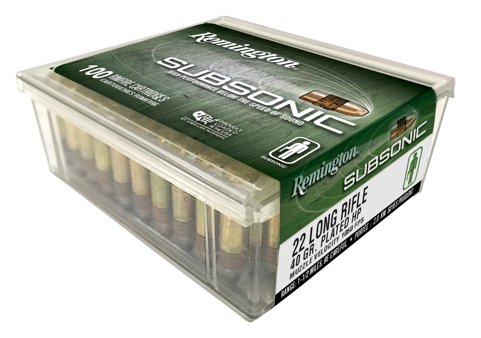 Image of Remington Subsonic .22 LR 40 Grain Copper Plated Hollow Point Rimfire Ammo - 100 Rounds