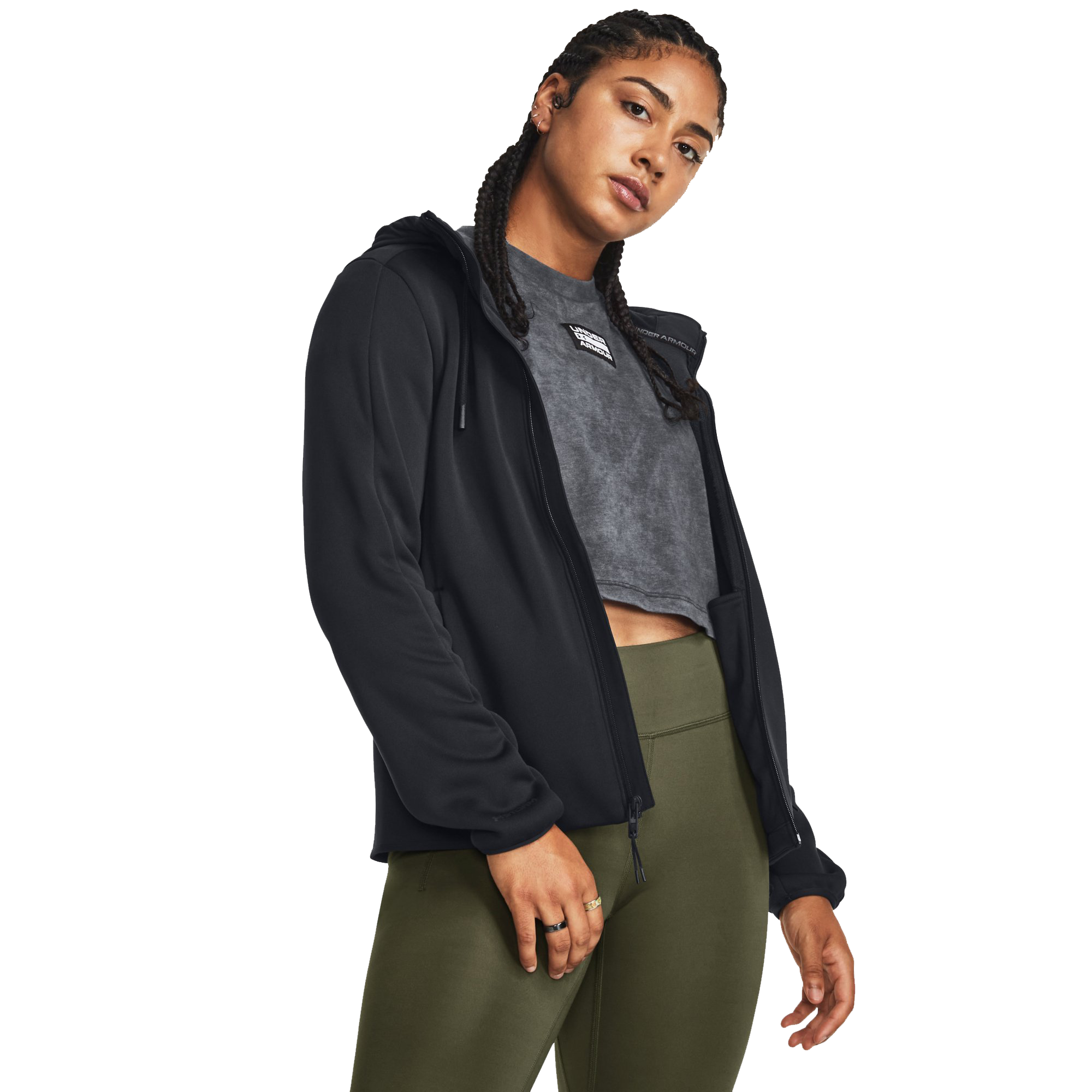 Image of Under Armour Essential Swacket for Ladies - Black/Pitch Gray