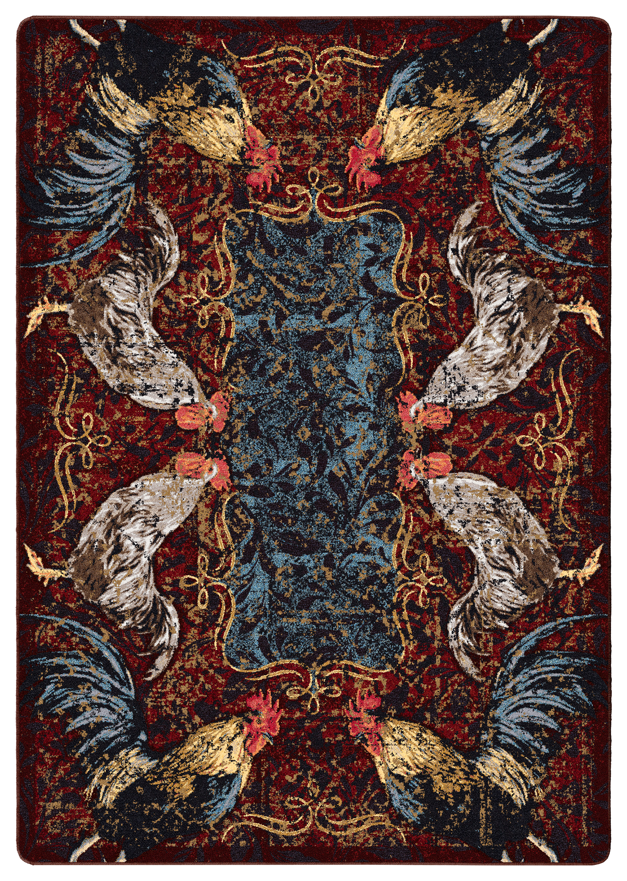 Image of American Dakota Pecking Order Bordeaux Rug - 8' x 11'