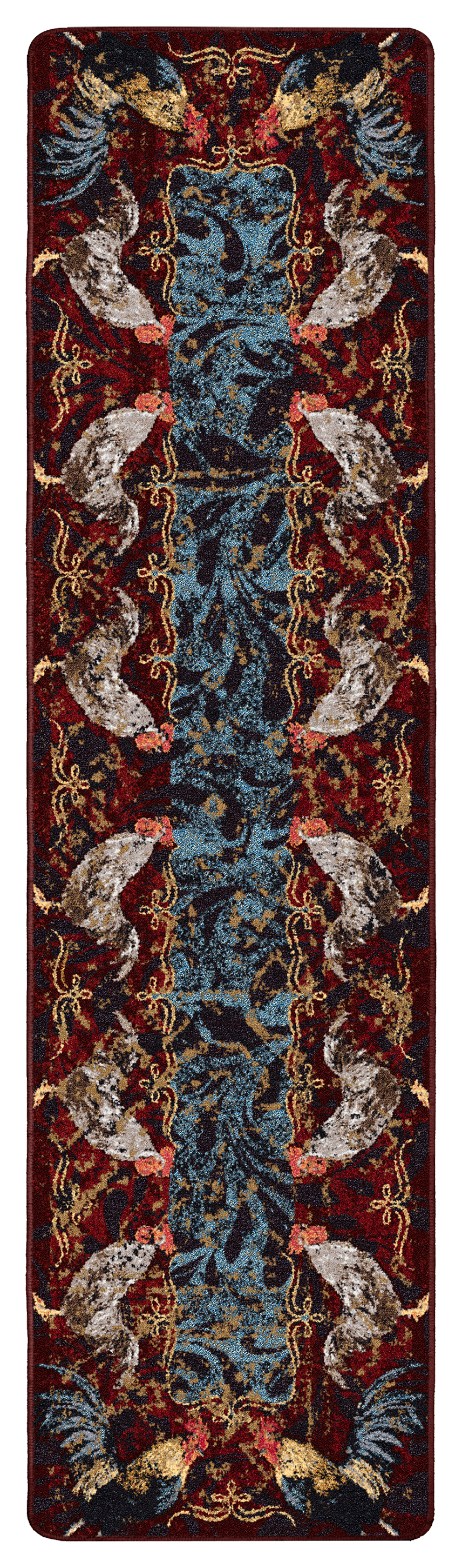 Image of American Dakota Pecking Order Bordeaux Rug - 2' x 8'