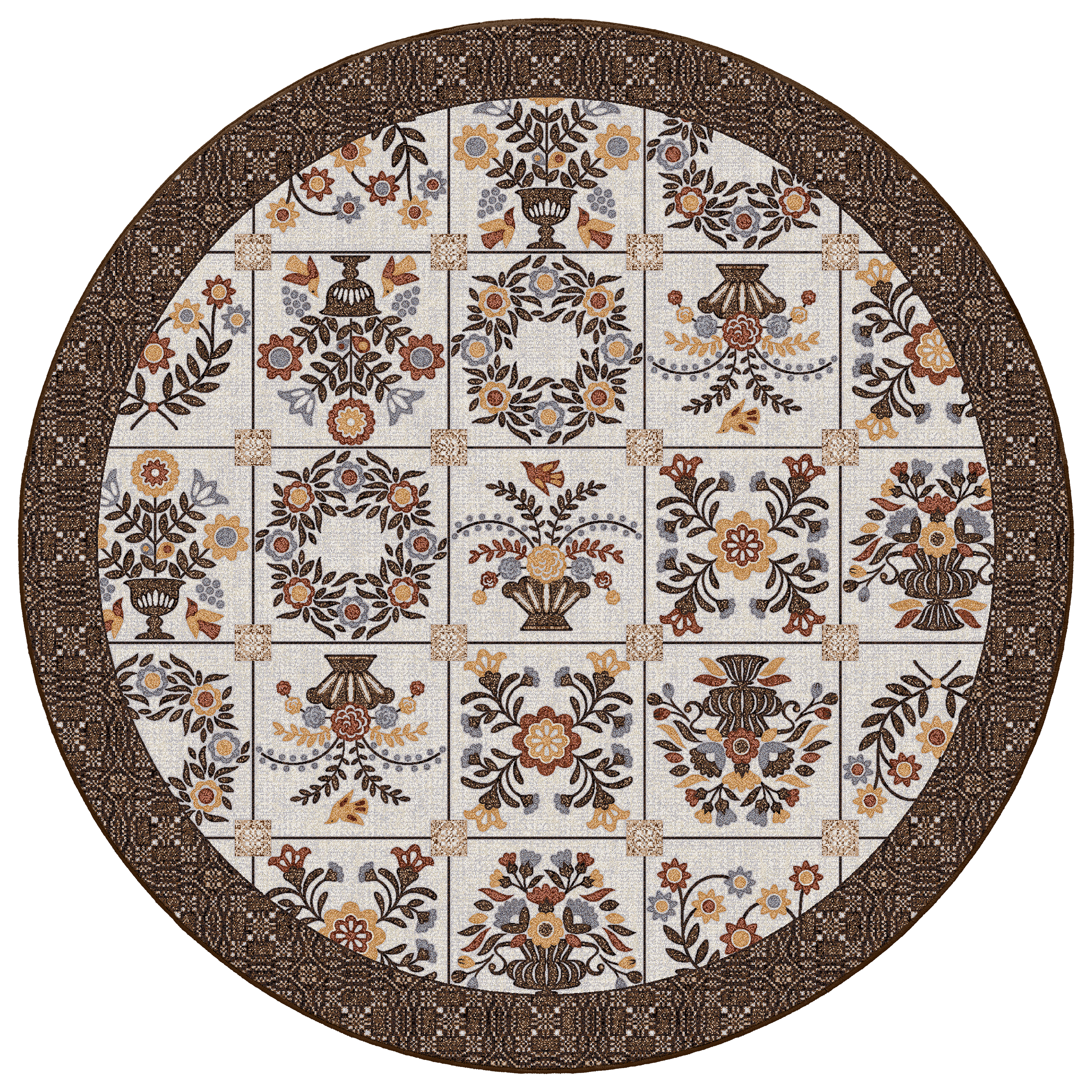 Image of American Dakota Quilt-Inspired Brown Rug - 8'