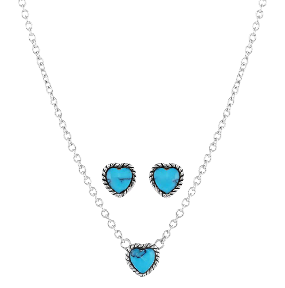 Image of Montana Silversmiths Hidden Skies Turquoise Heart Jewelry Set