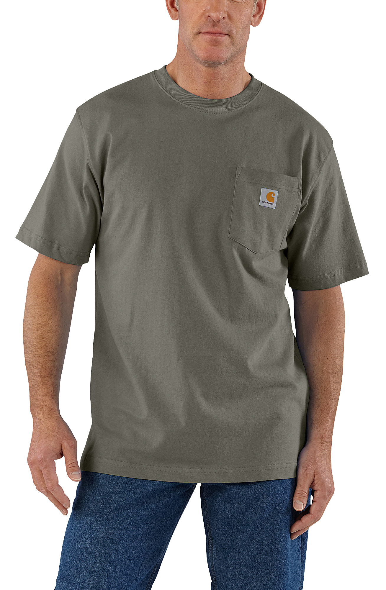 Image of Carhartt Loose-Fit Heavyweight Short-Sleeve Pocket T-Shirt - Dusty Olive