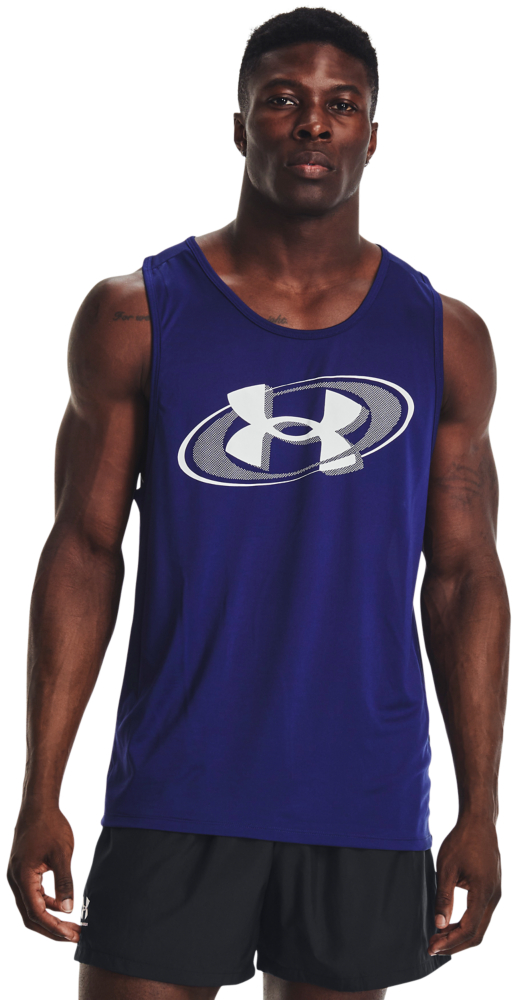 Image of Under Armour Tech 2.0 Branded Tank for Men - Sonar Blue/Gray Mist