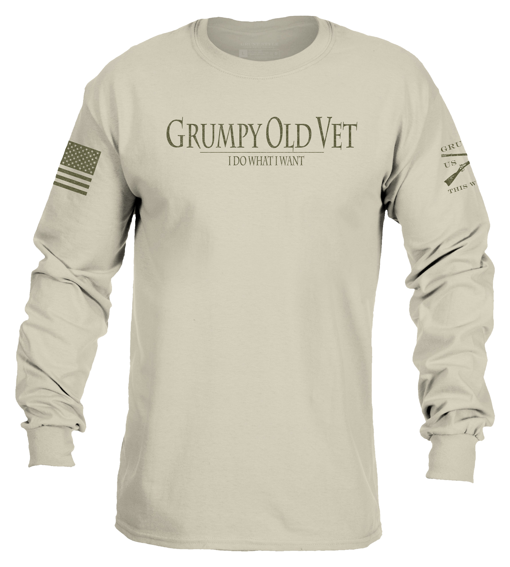 Image of Grunt Style Grumpy Old Vet Long-Sleeve T-Shirt - Sand
