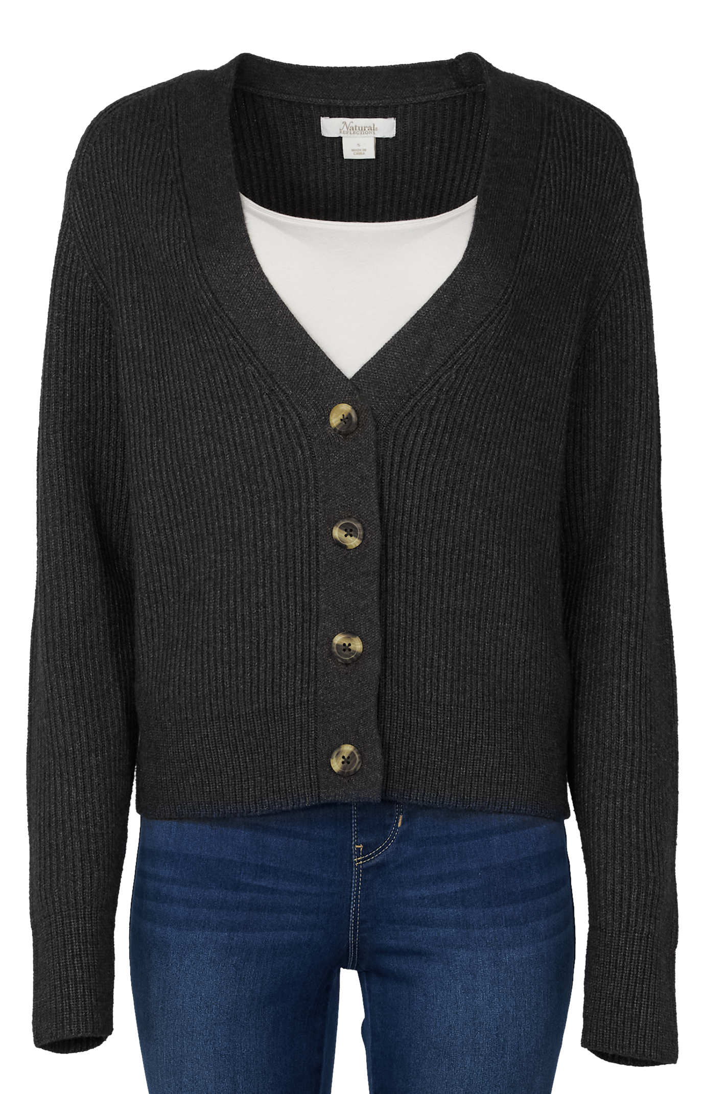 NATURAL REFLECTIONS Iris Ribbed Cardigan