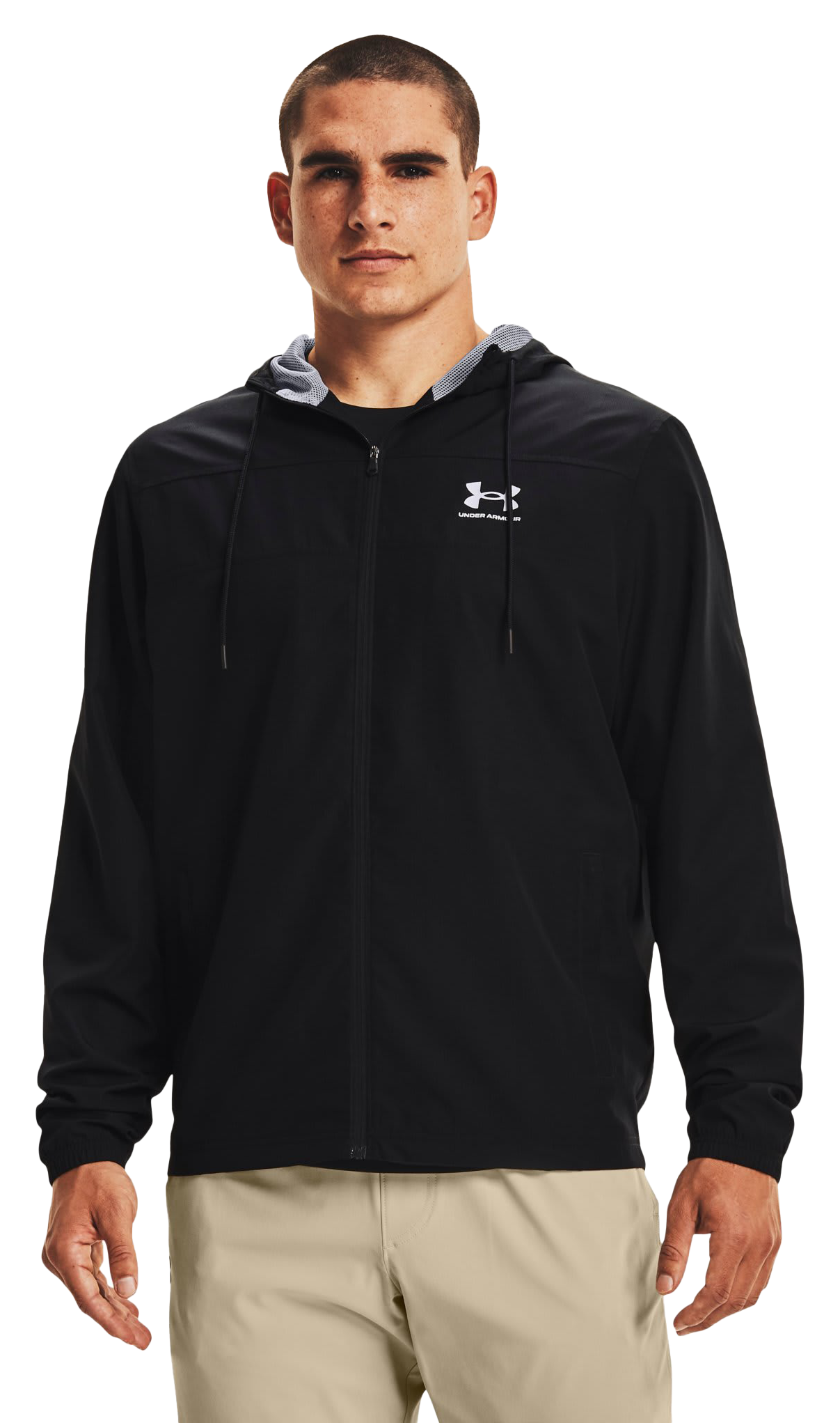 Image of Under Armour Sportstyle Windbreaker for Men - Black/Mod Gray - 3XL