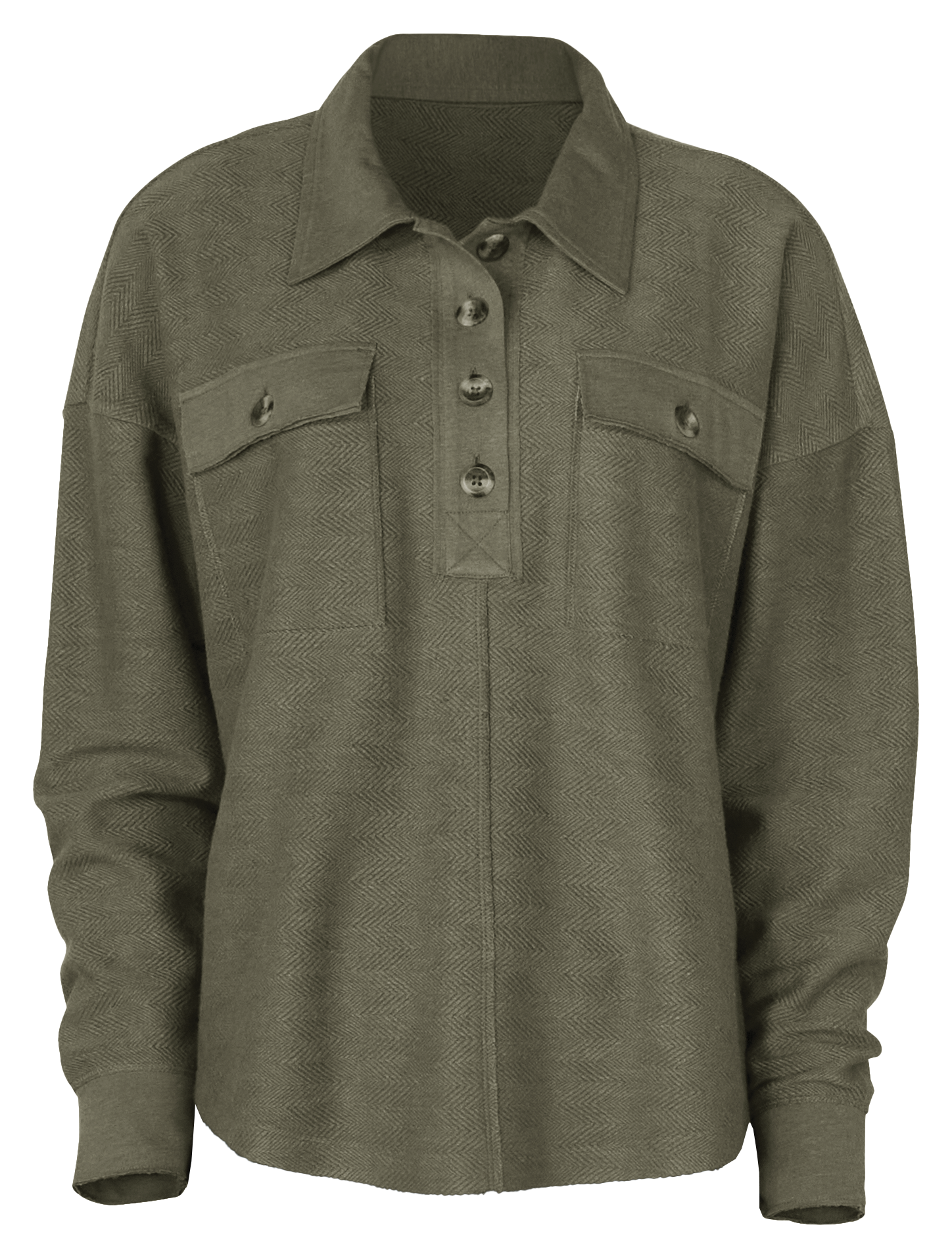 Image of Natural Reflections Henley Long-Sleeve Pullover - Dusty Olive
