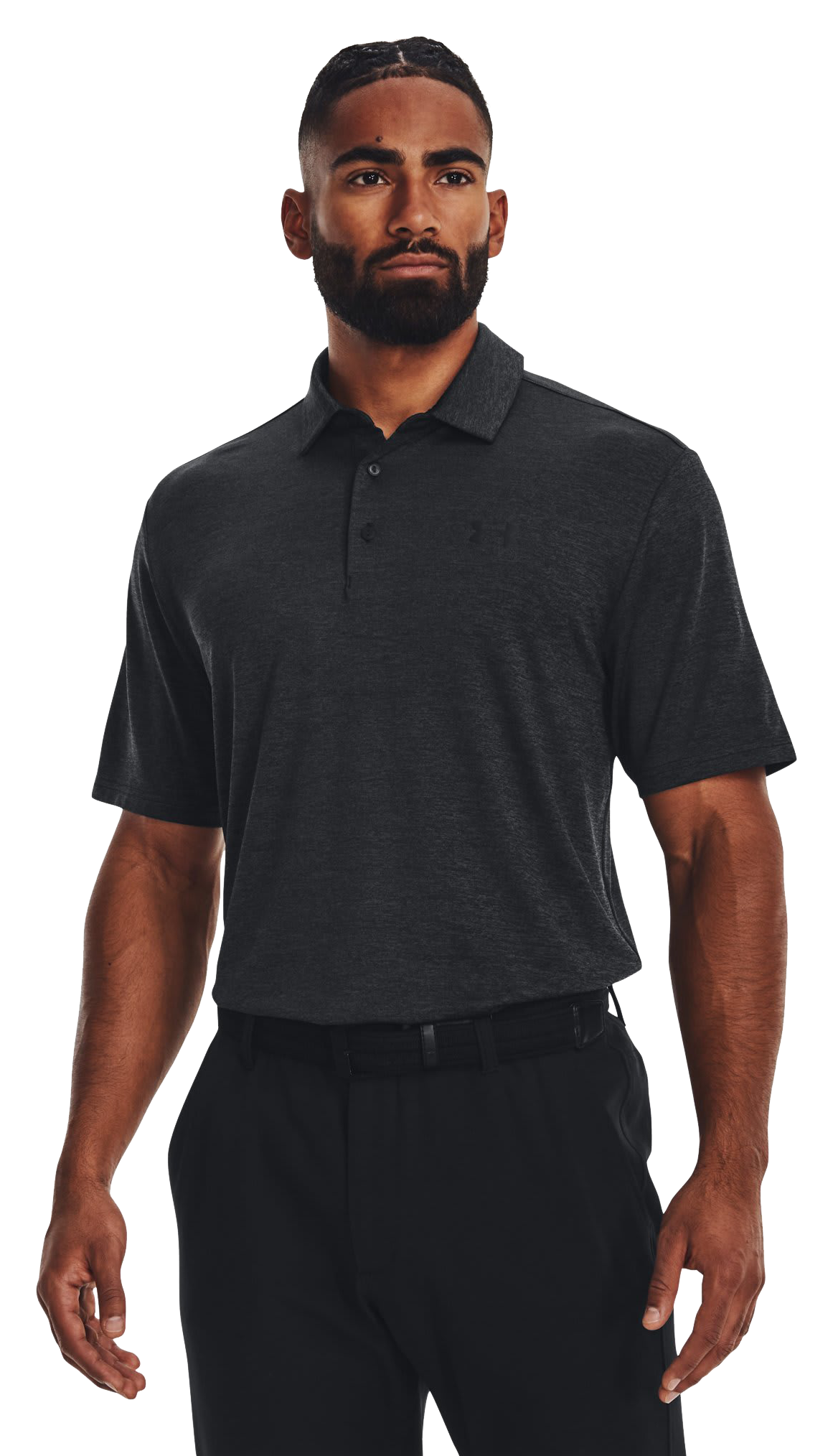 Image of Under Armour Playoff 3.0 Short-Sleeve Polo for Men - Black/Jet Gray - M