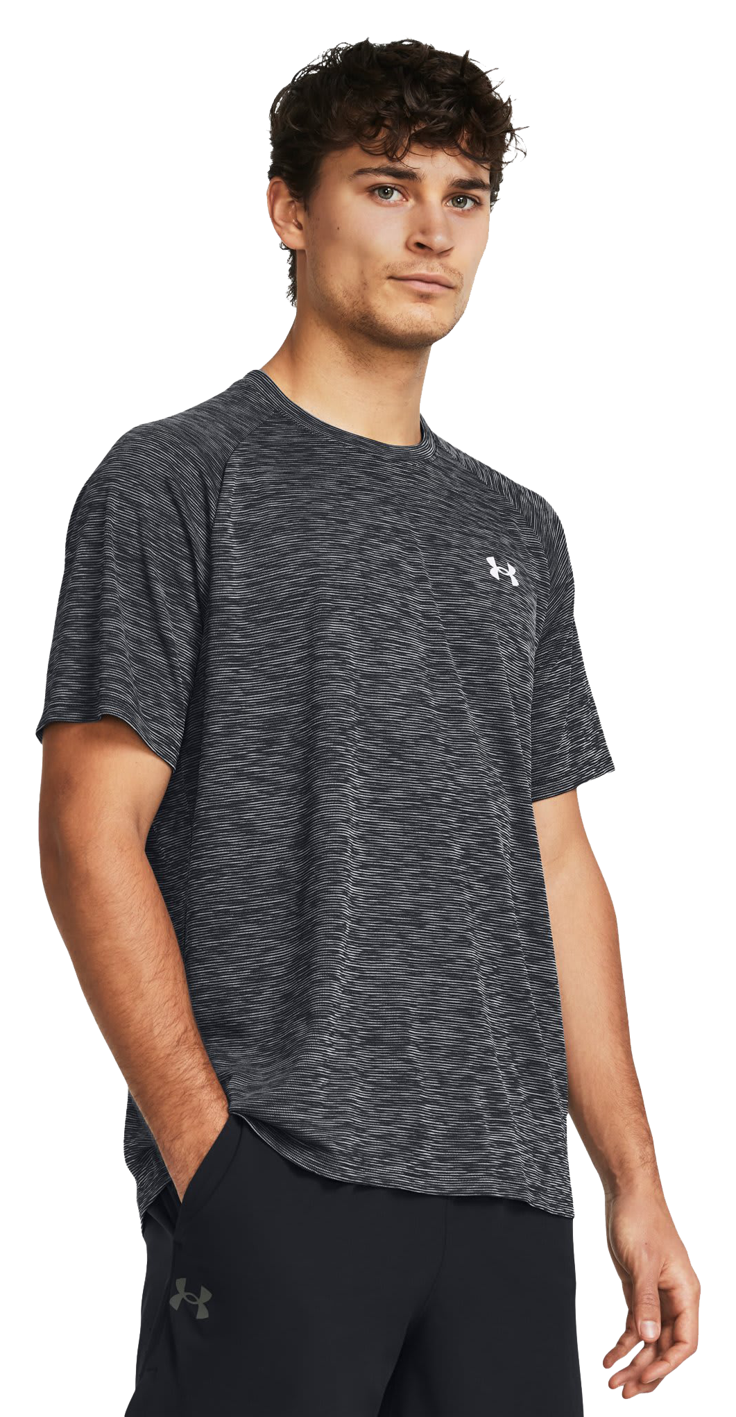 Under Armour Tech Textured Short-Sleeve T-Shirt for Men - Black/White - 4XL