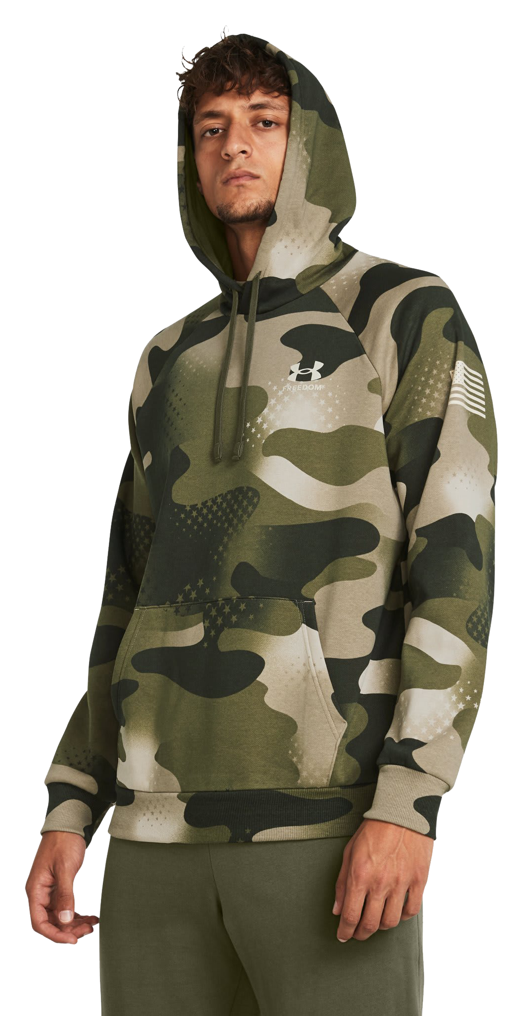 Image of Under Armour New Freedom Amp Long-Sleeve Hoodie for Men - Marine OD Green/Khaki Base - S