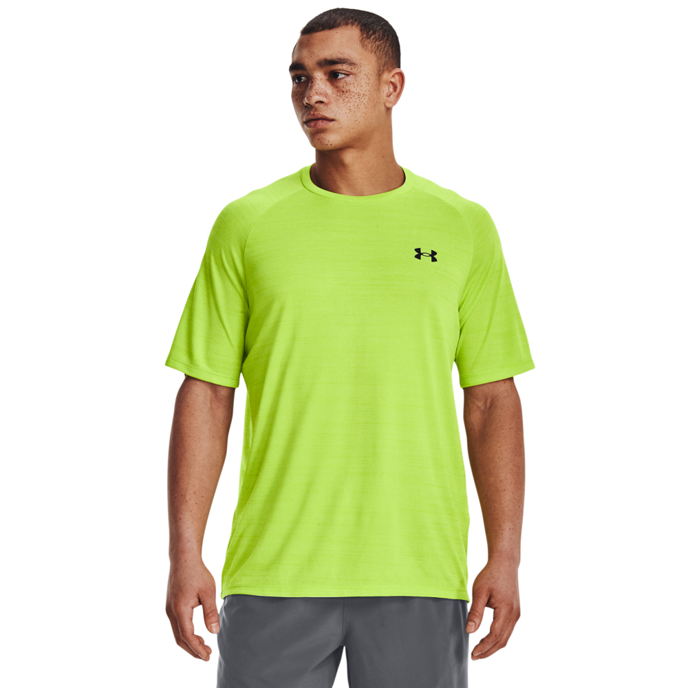 Image of Under Armour Tech 2.0 Tiger Short-Sleeve Shirt for Men - Lime Surge/Black