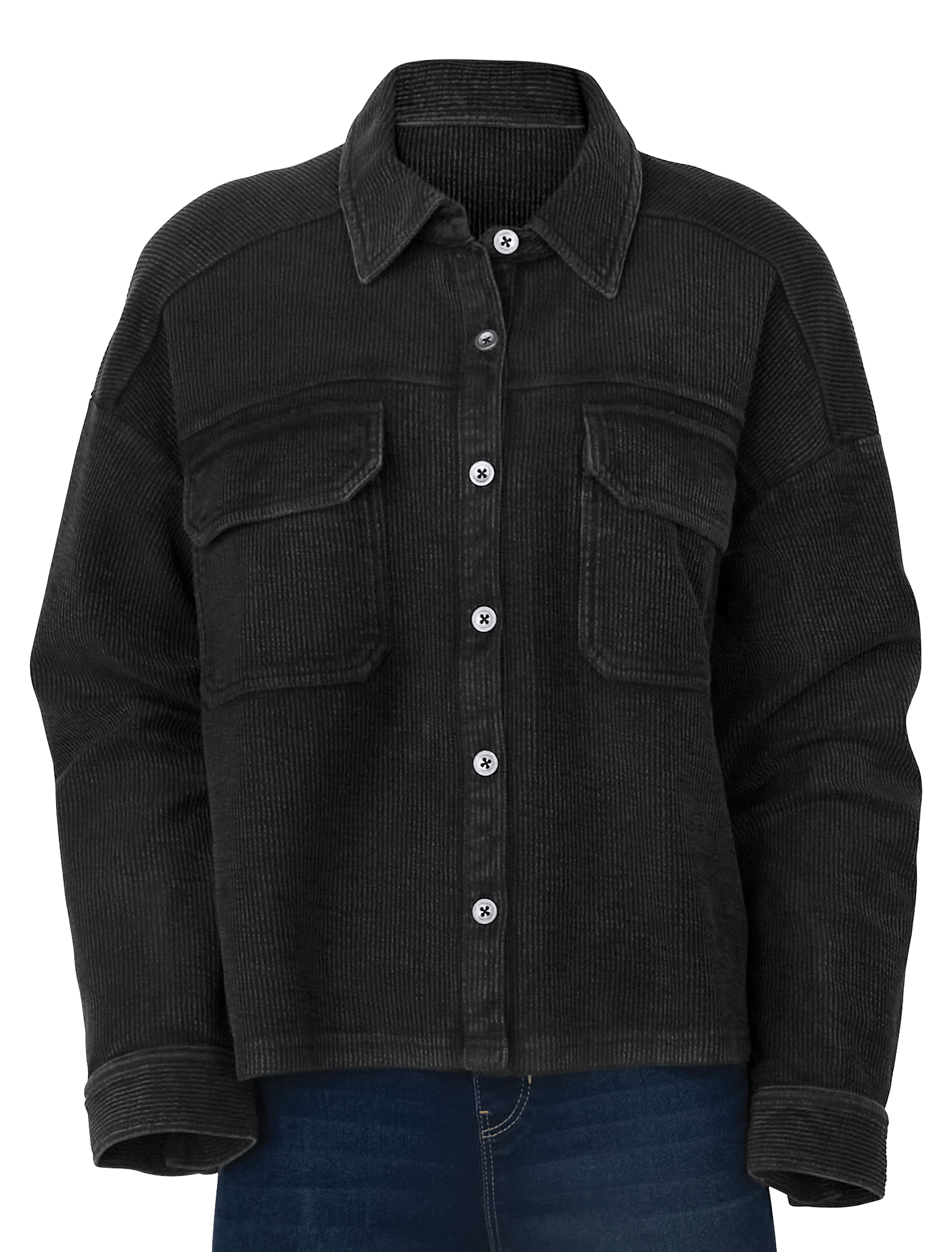 NATURAL REFLECTIONS Rib-Knit Shirt Jacket