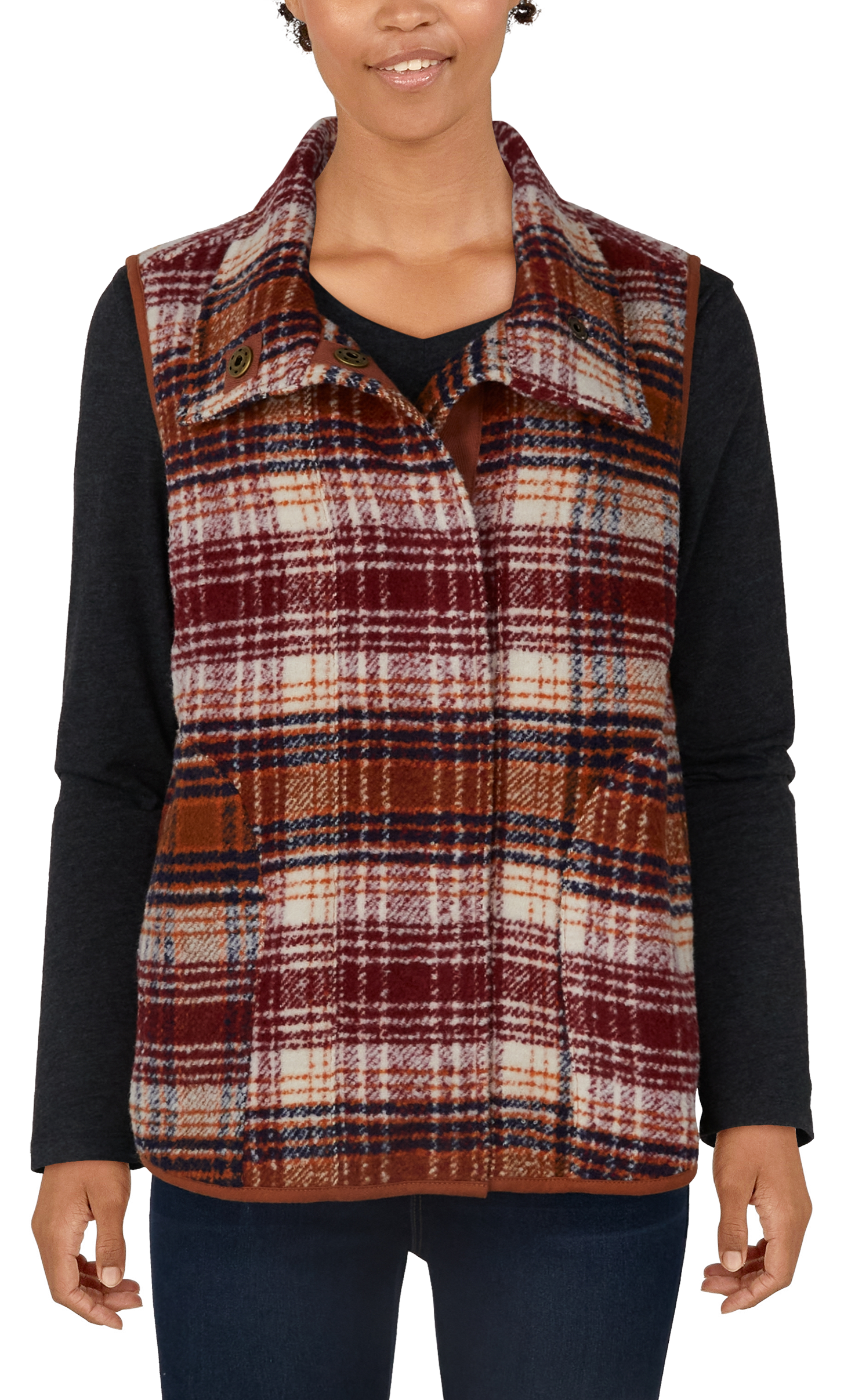 Natural Reflections Lined Plaid Vest for Ladies                                                                                 
