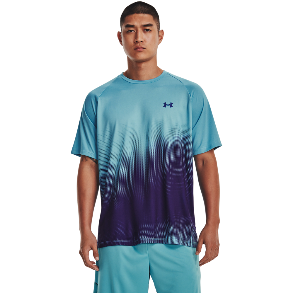 Image of Under Armour Tech Fade Short-Sleeve Shirt for Men - Glacier Blue/Sonar Blue