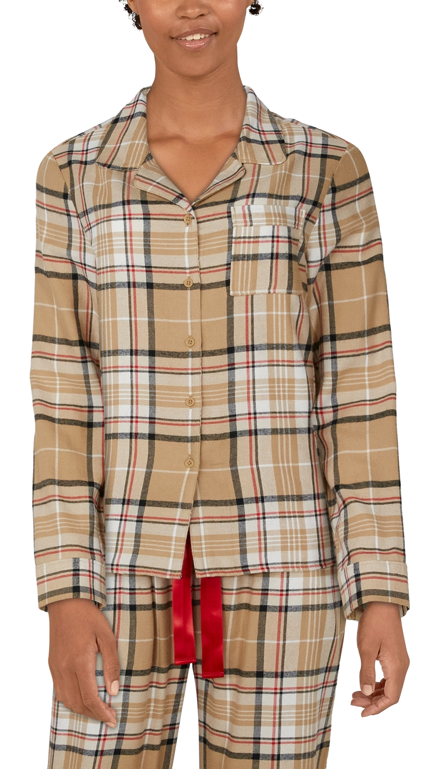 NATURAL REFLECTIONS Plaid Flannel Pajama Long-Sleeve Shirt for Ladies
