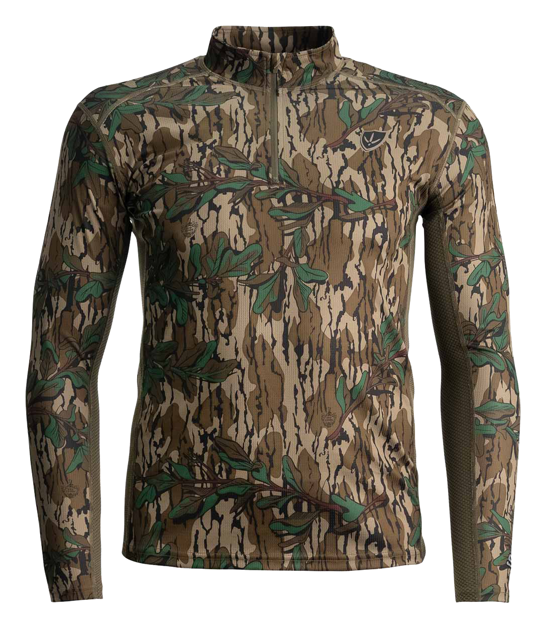Image of Blocker Outdoors Finisher Turkey Performance Quarter-Zip Long-Sleeve T-Shirt for Men - Mossy Oak Greenleaf
