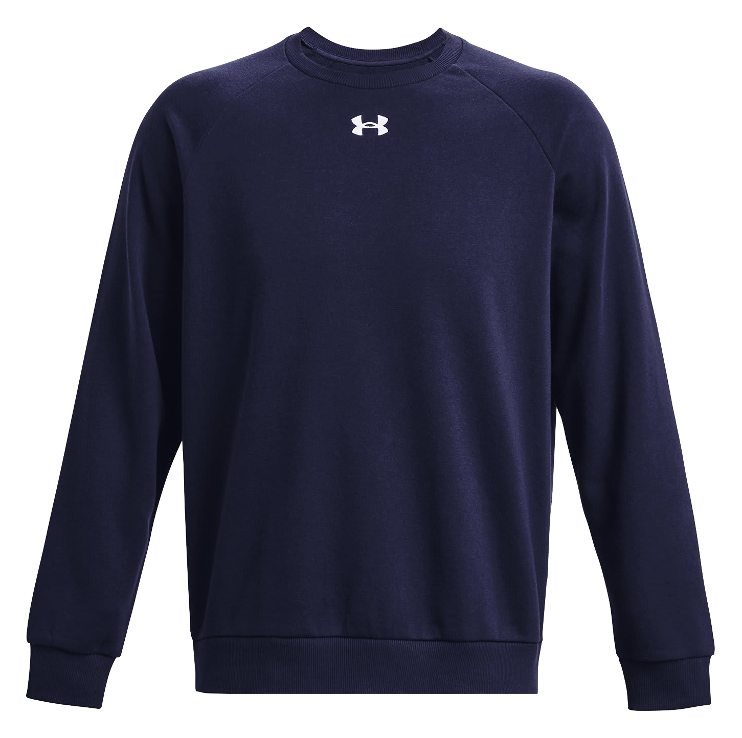 Image of Under Armour Rival Fleece Long-Sleeve Crew Shirt for Men - Midnight Navy/White - 4XL