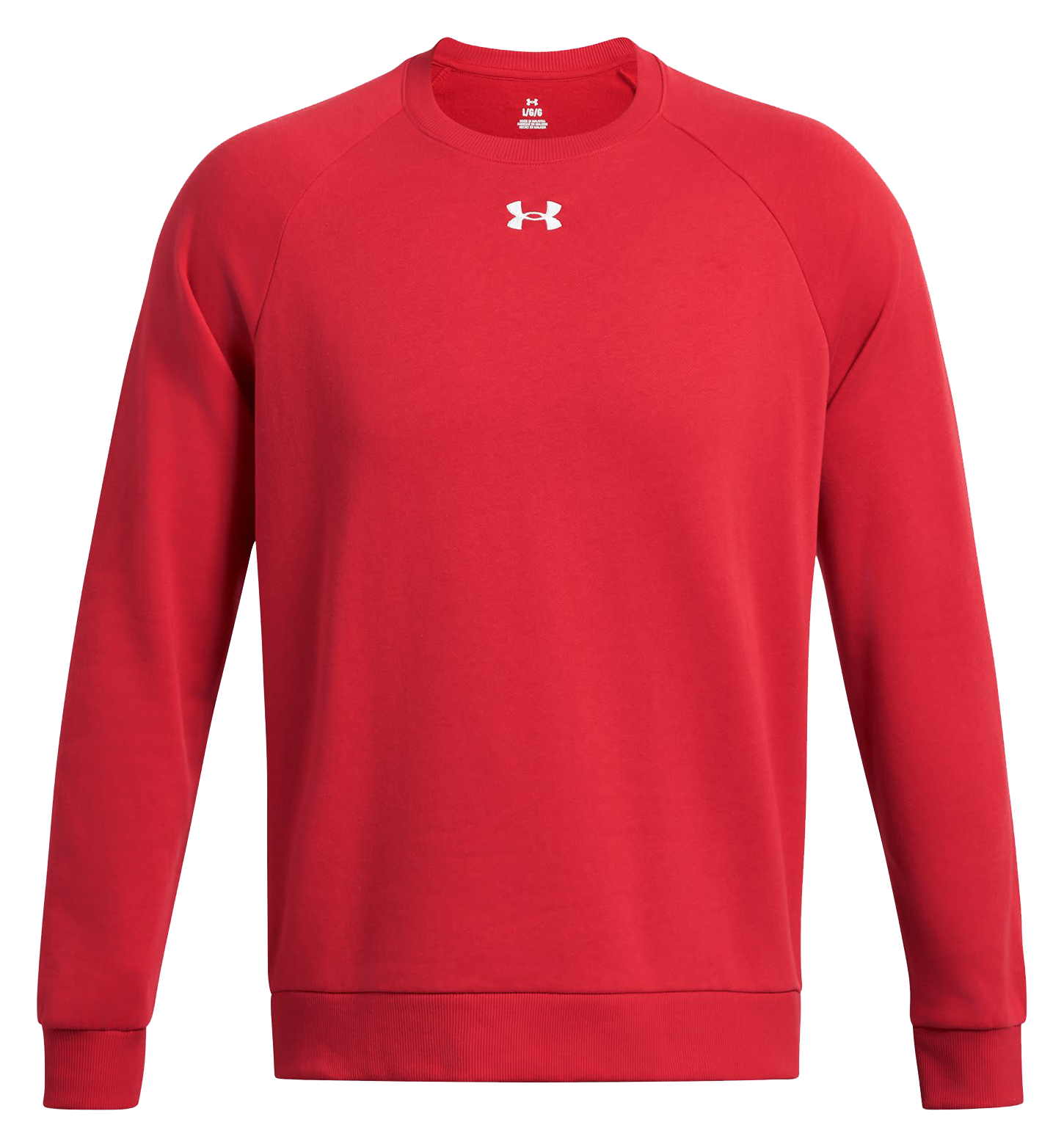 Image of Under Armour Rival Fleece Long-Sleeve Crew Shirt for Men - Red/White - L