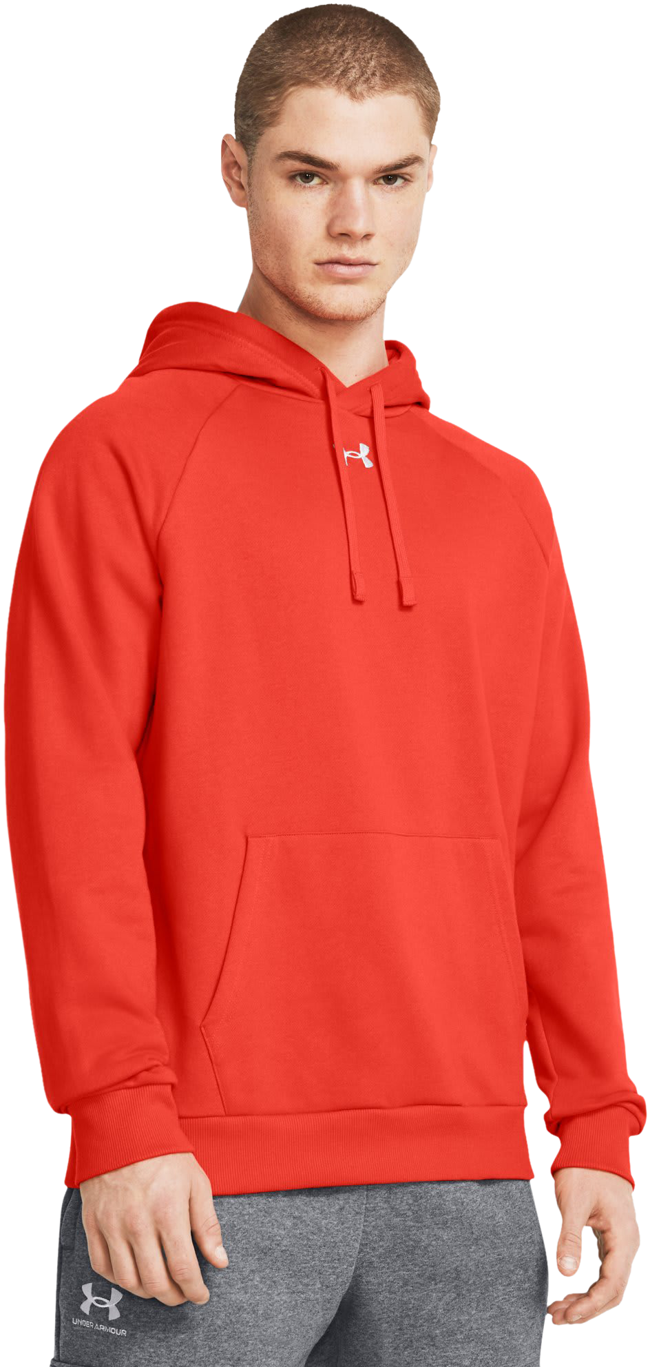 Image of Under Armour UA Rival Fleece Long-Sleeve Hoodie for Men - Dark Orange/White - S