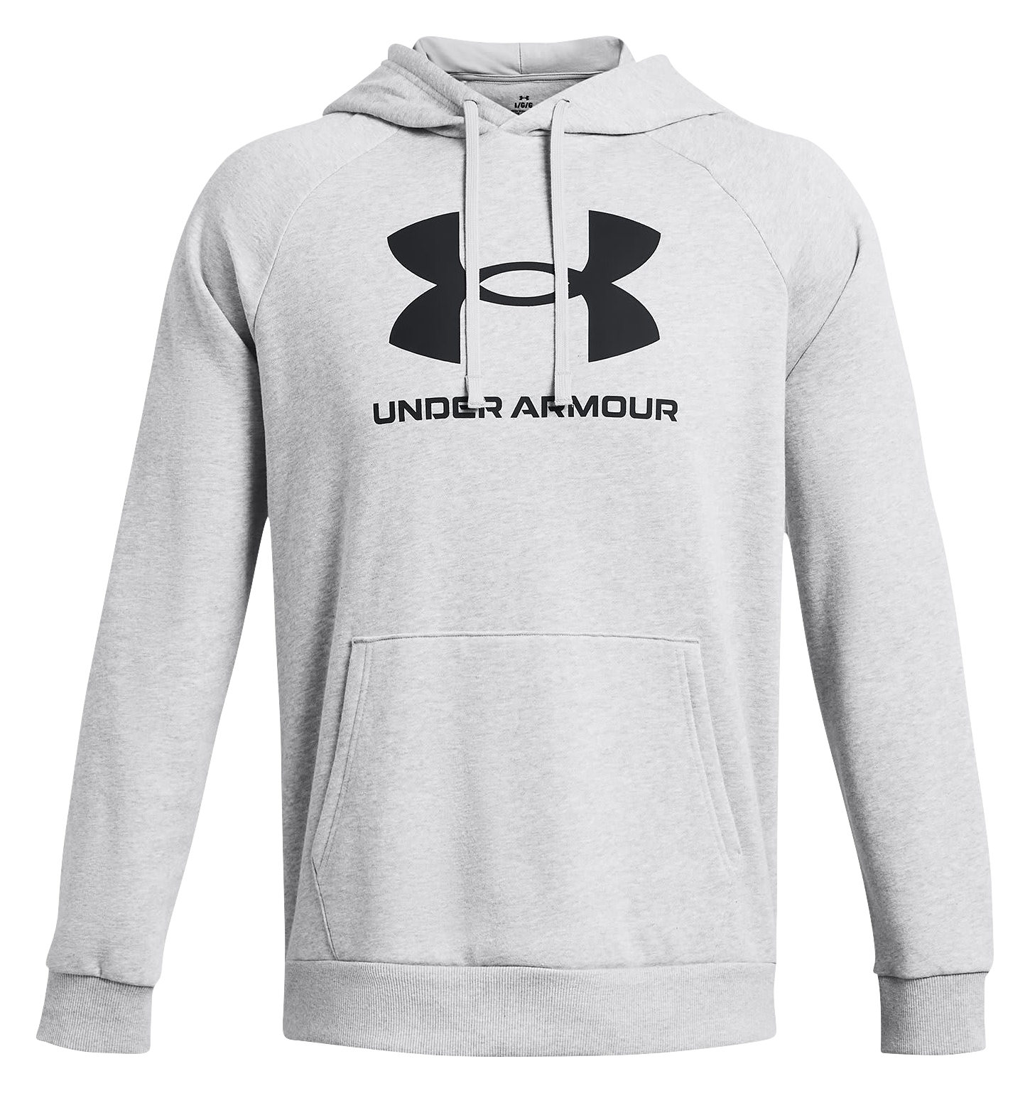 Image of Under Armour Rival Fleece Logo HD Long-Sleeve Hoodie for Men - Mod Gray Light Heather/Black - S